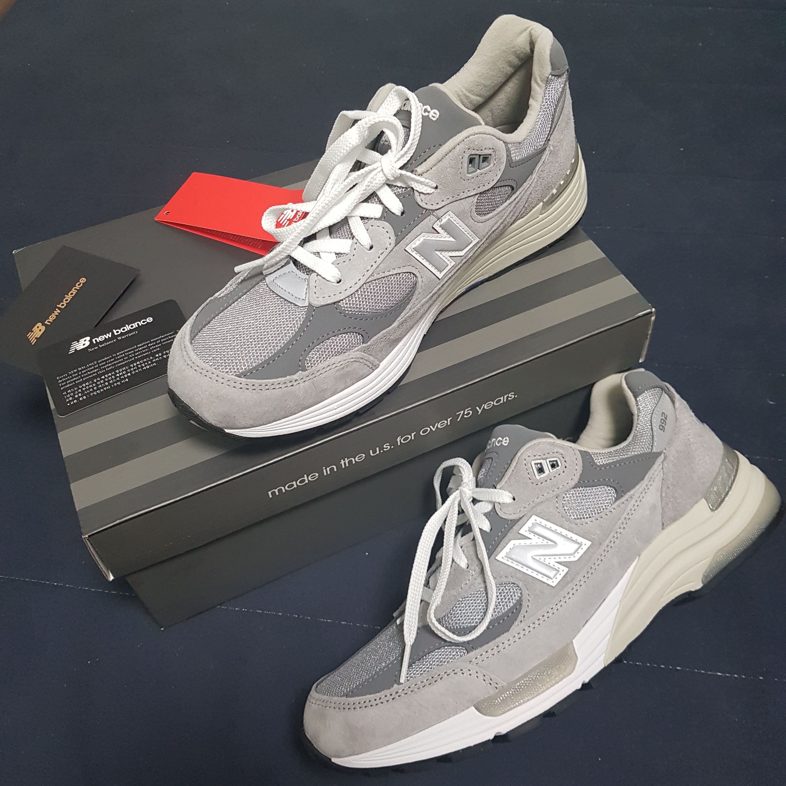 New Balance 992 Made in USA Grey - D Standard 착용 스타일 - 2