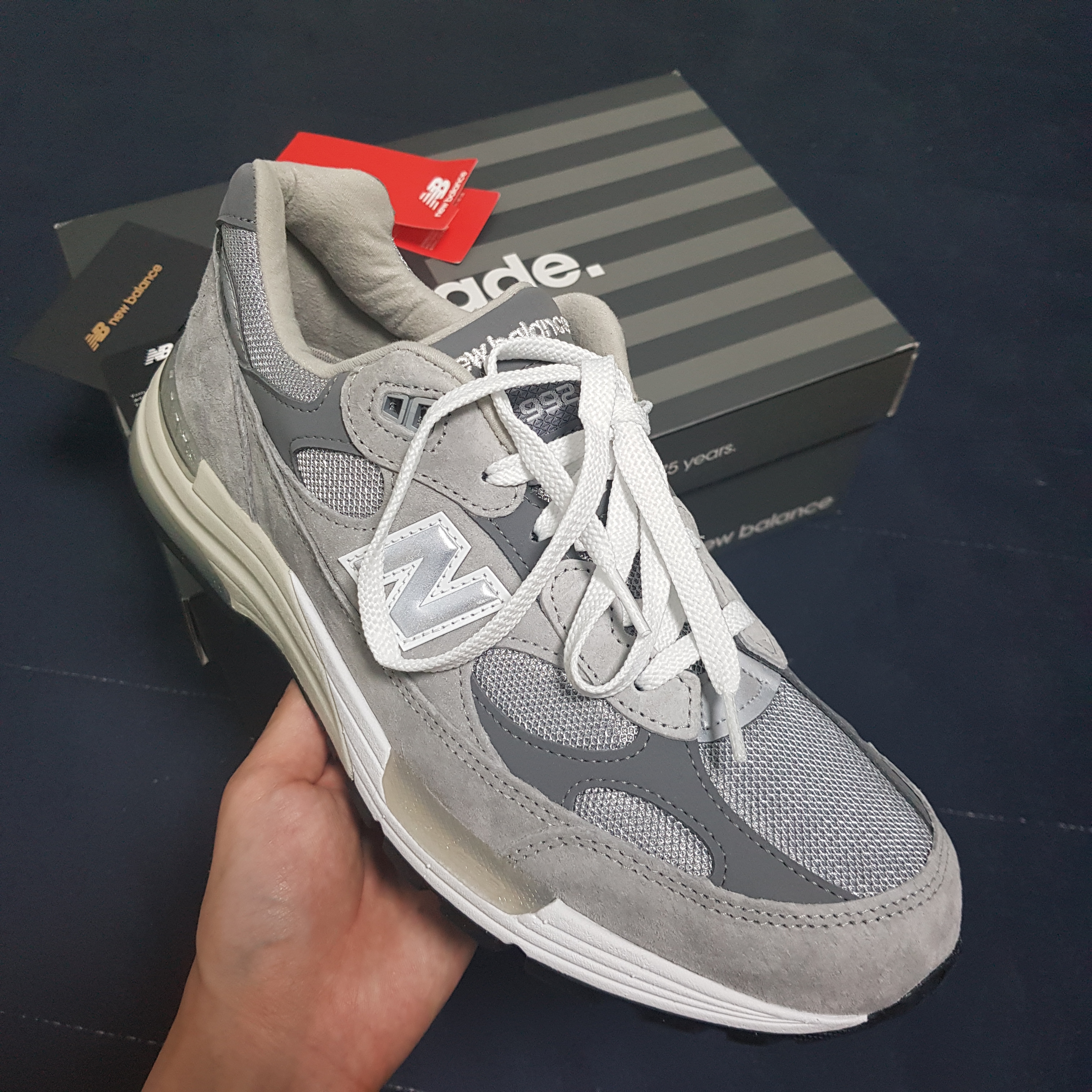 New Balance 992 Made in USA Grey - D Standard 착용 스타일 - 4