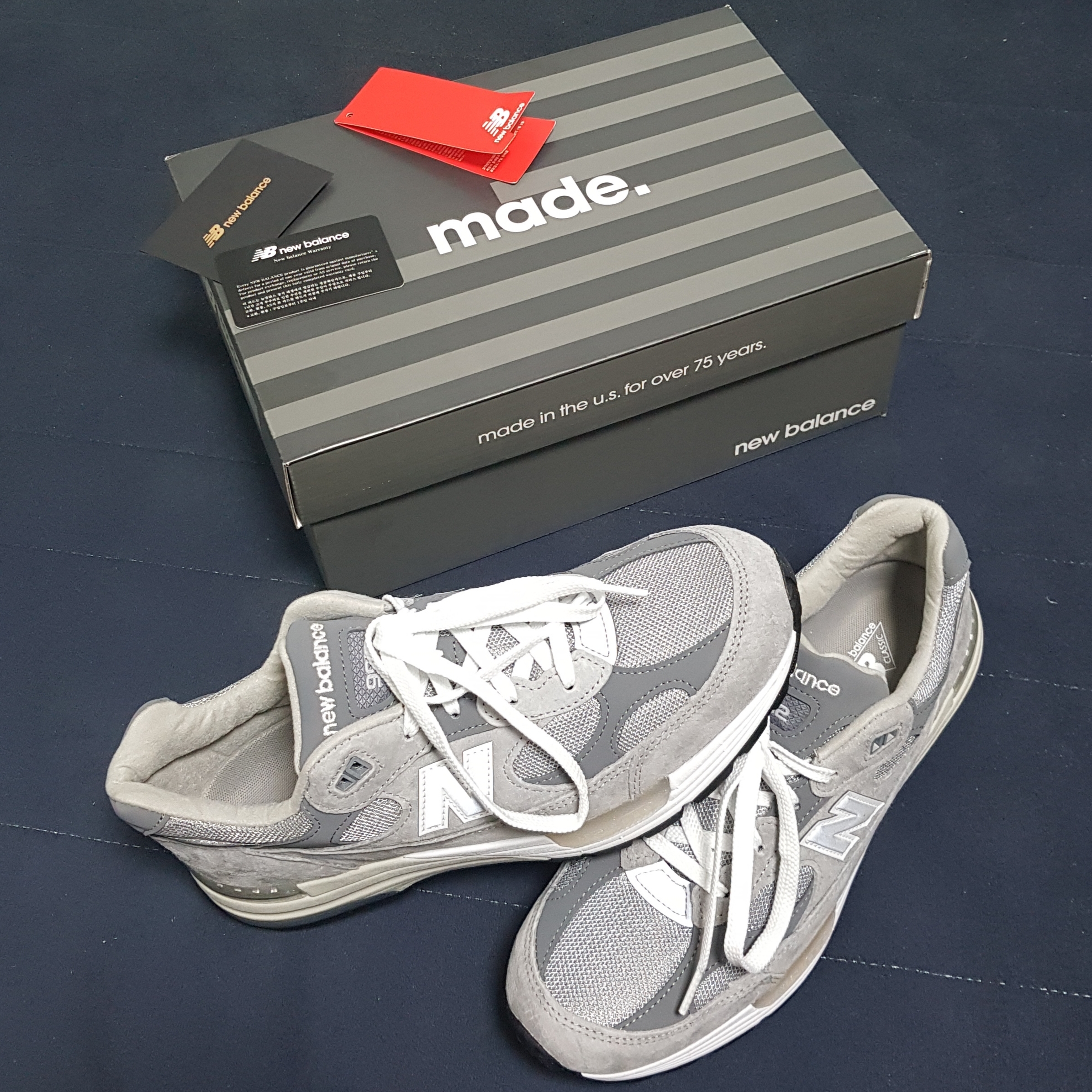 New Balance 992 Made in USA Grey - D Standard 착용 스타일 - 1