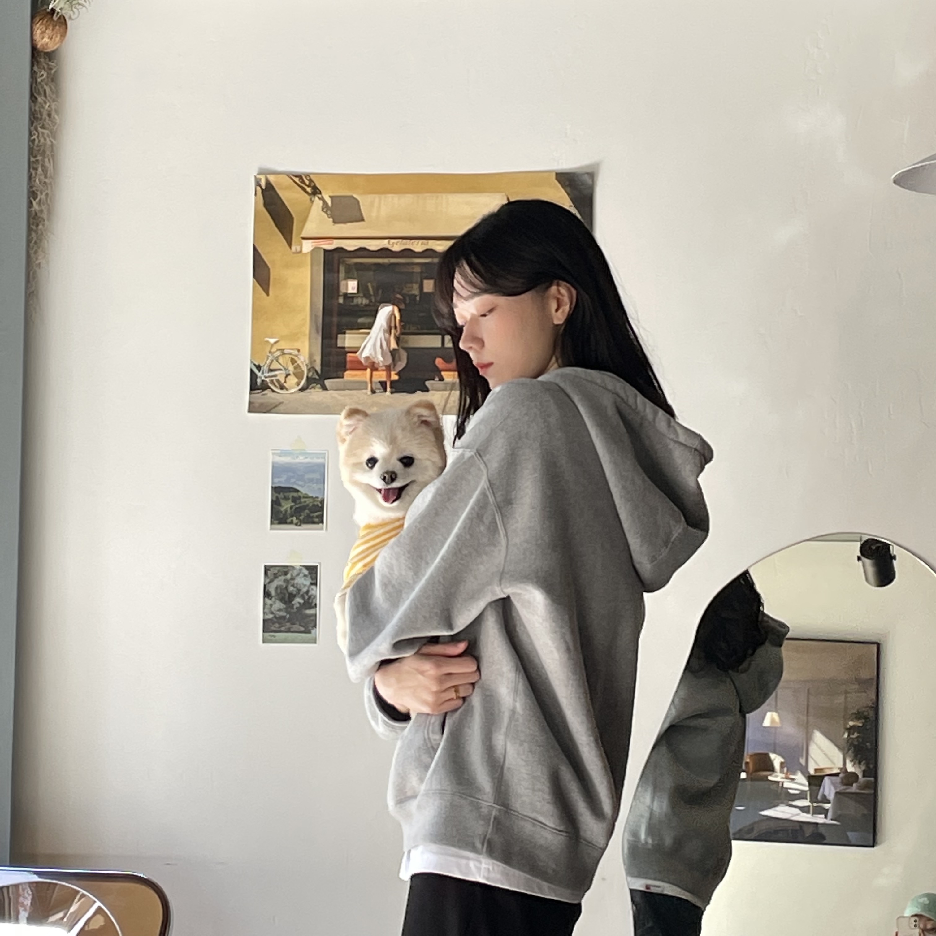Nike NRG Solo Swoosh Fleece Hoodie Dark Grey Heather - US/EU 착용 스타일