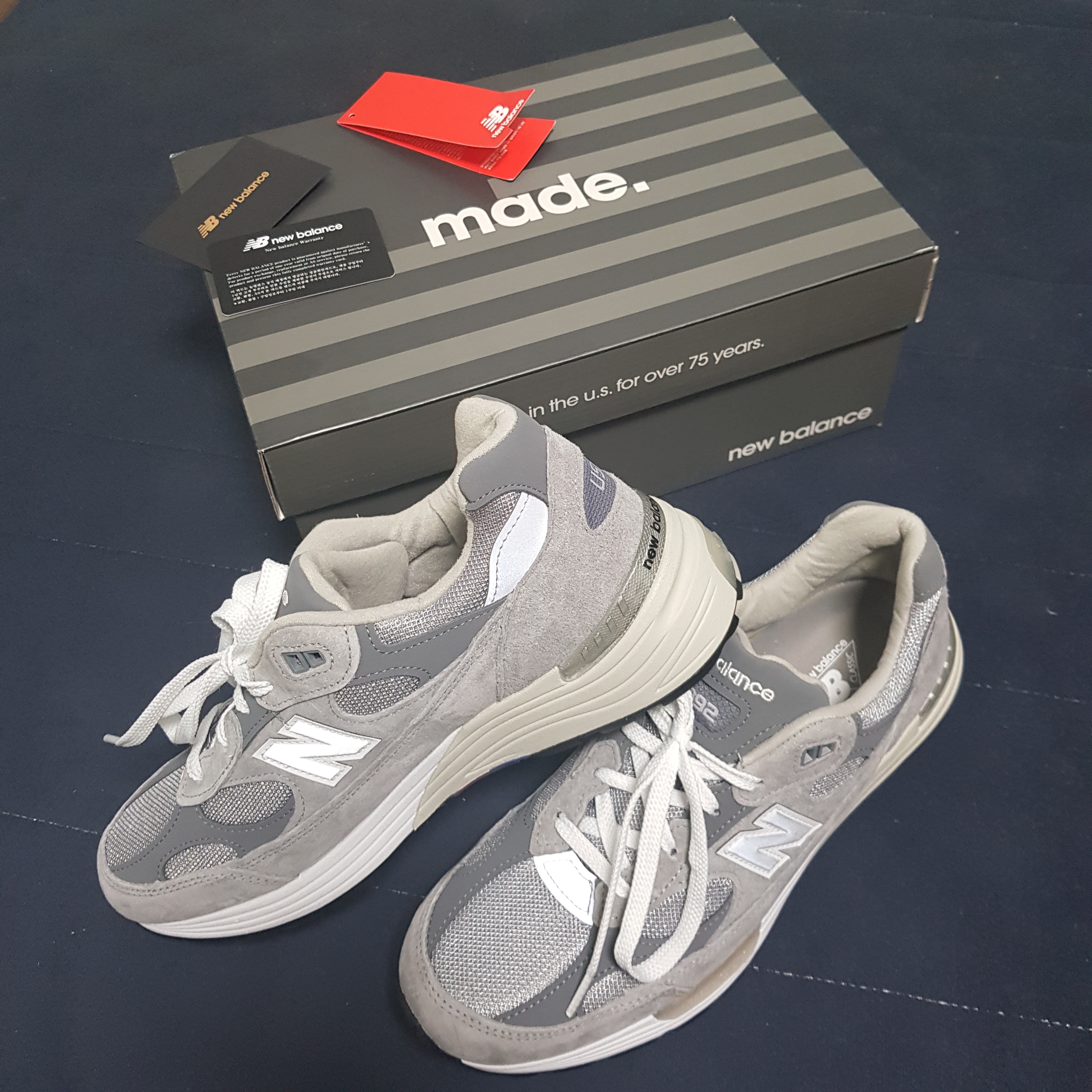 New Balance 992 Made in USA Grey - D Standard 착용 스타일 - 3