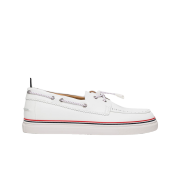Thom Browne RWB Vitello Calf Leather Boat Shoes White