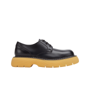 Bottega Veneta Swell Brushed Leather Laced-Up Shoes Black