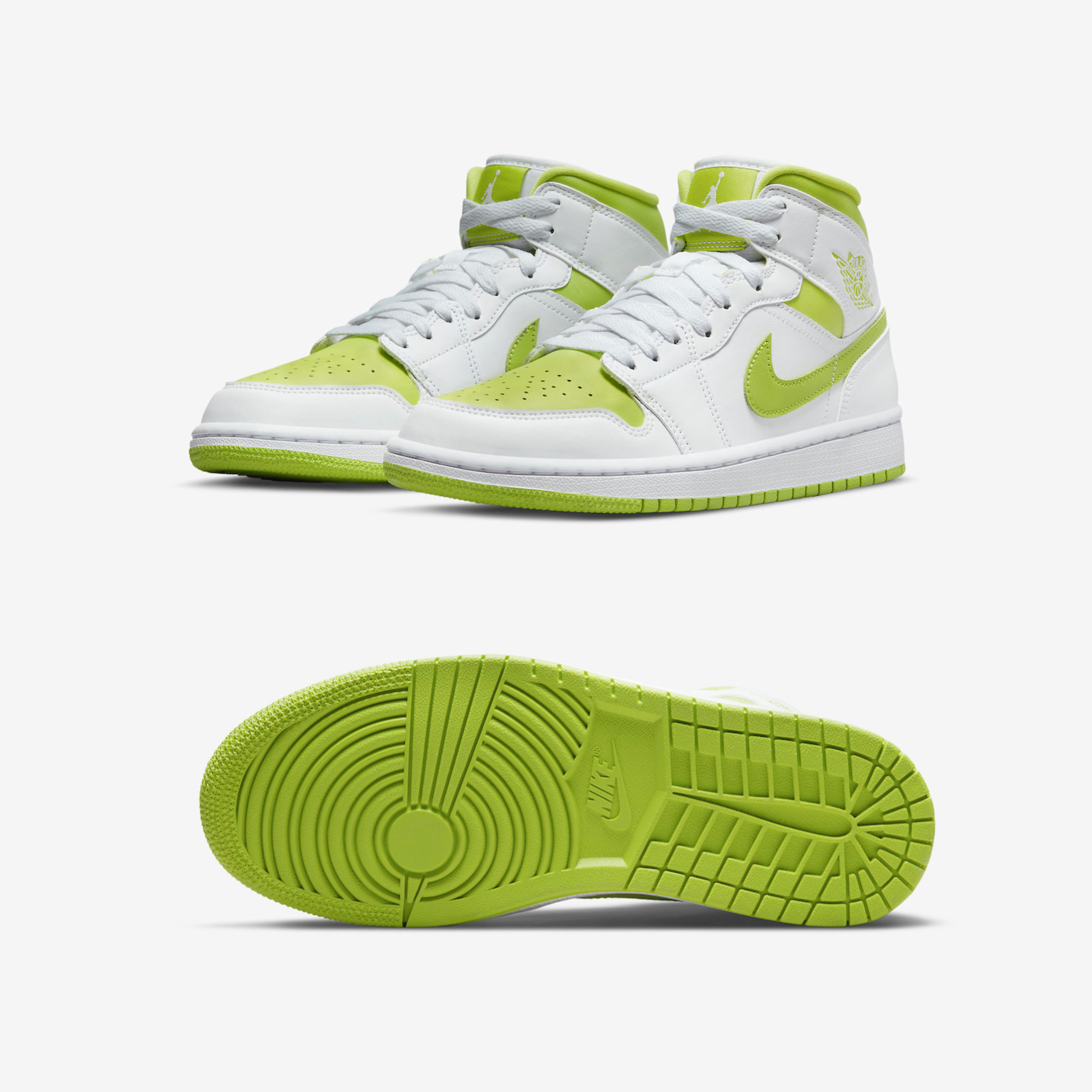 (W) Jordan 1 Mid White Atomic Green 착용 스타일 - 2