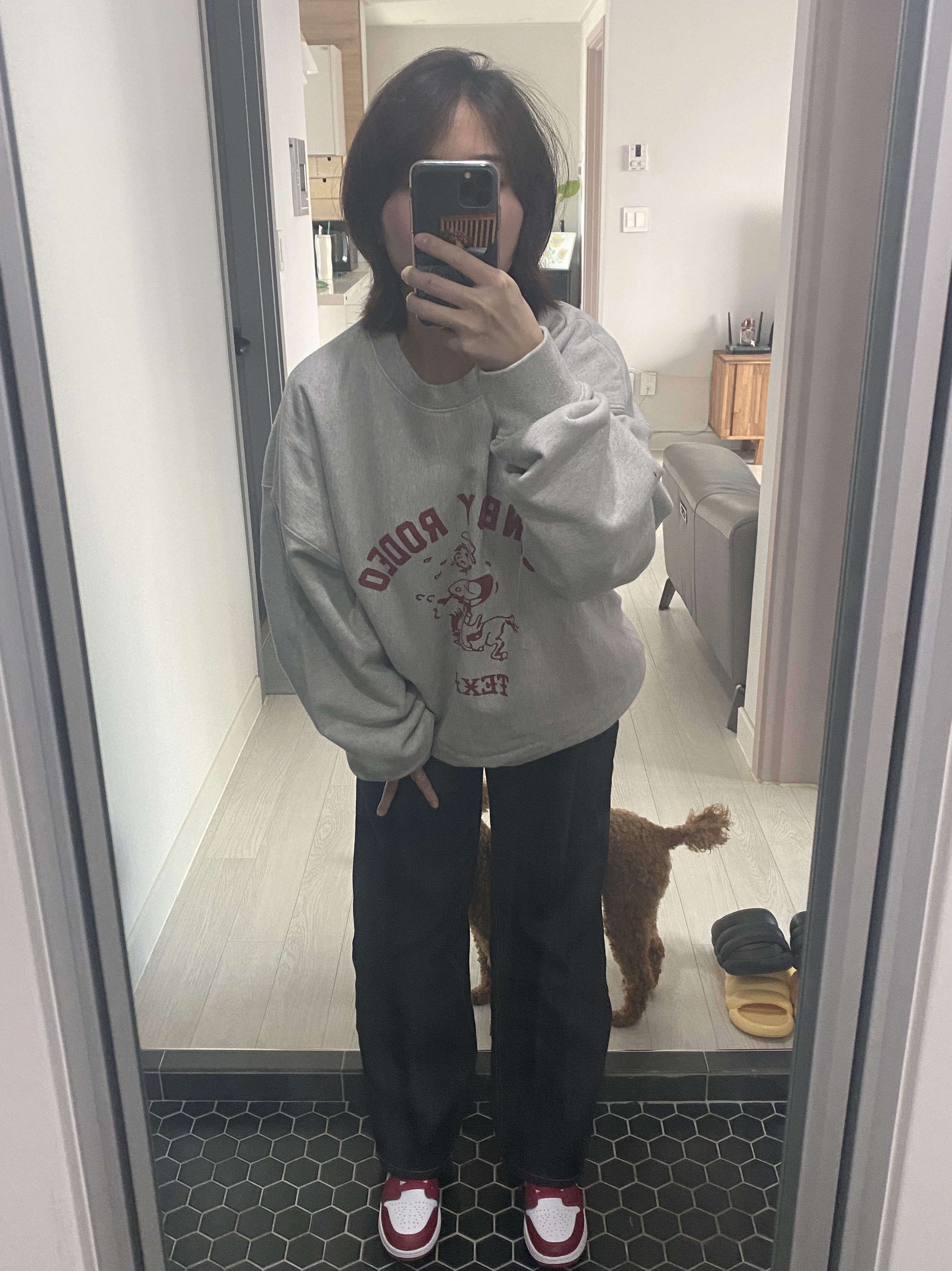 (GS) Jordan 1 Low Cardinal Red 착용 스타일