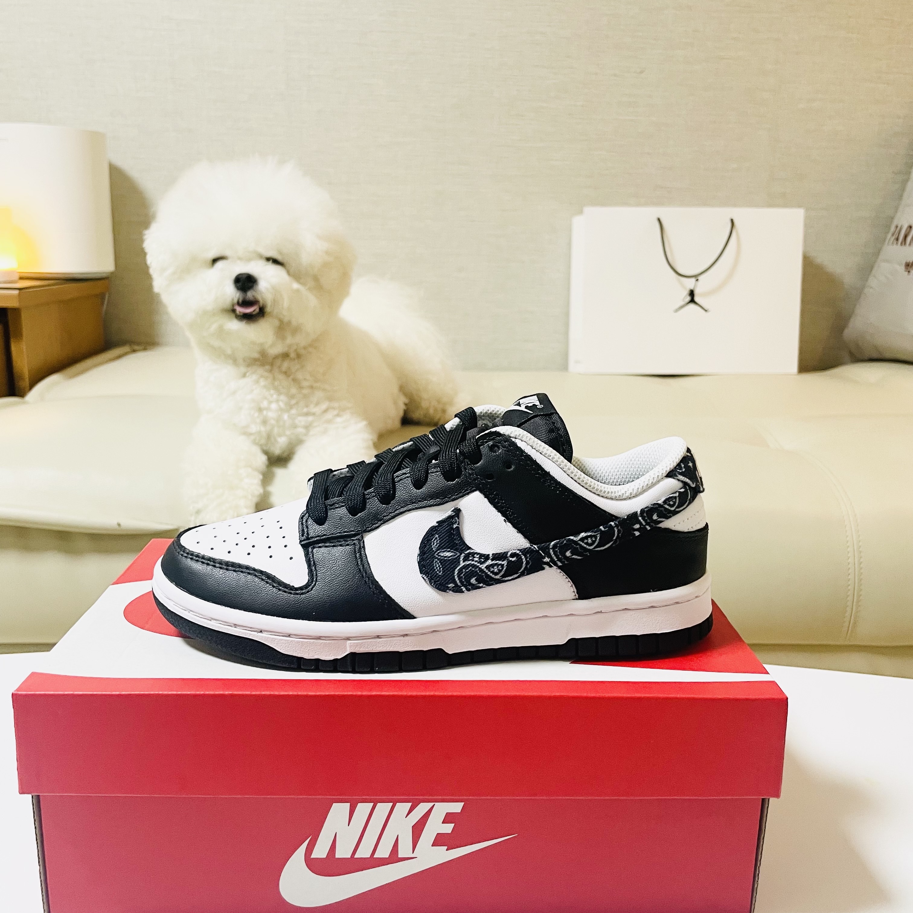 (W) Nike Dunk Low Essential Black Paisley 착용 스타일