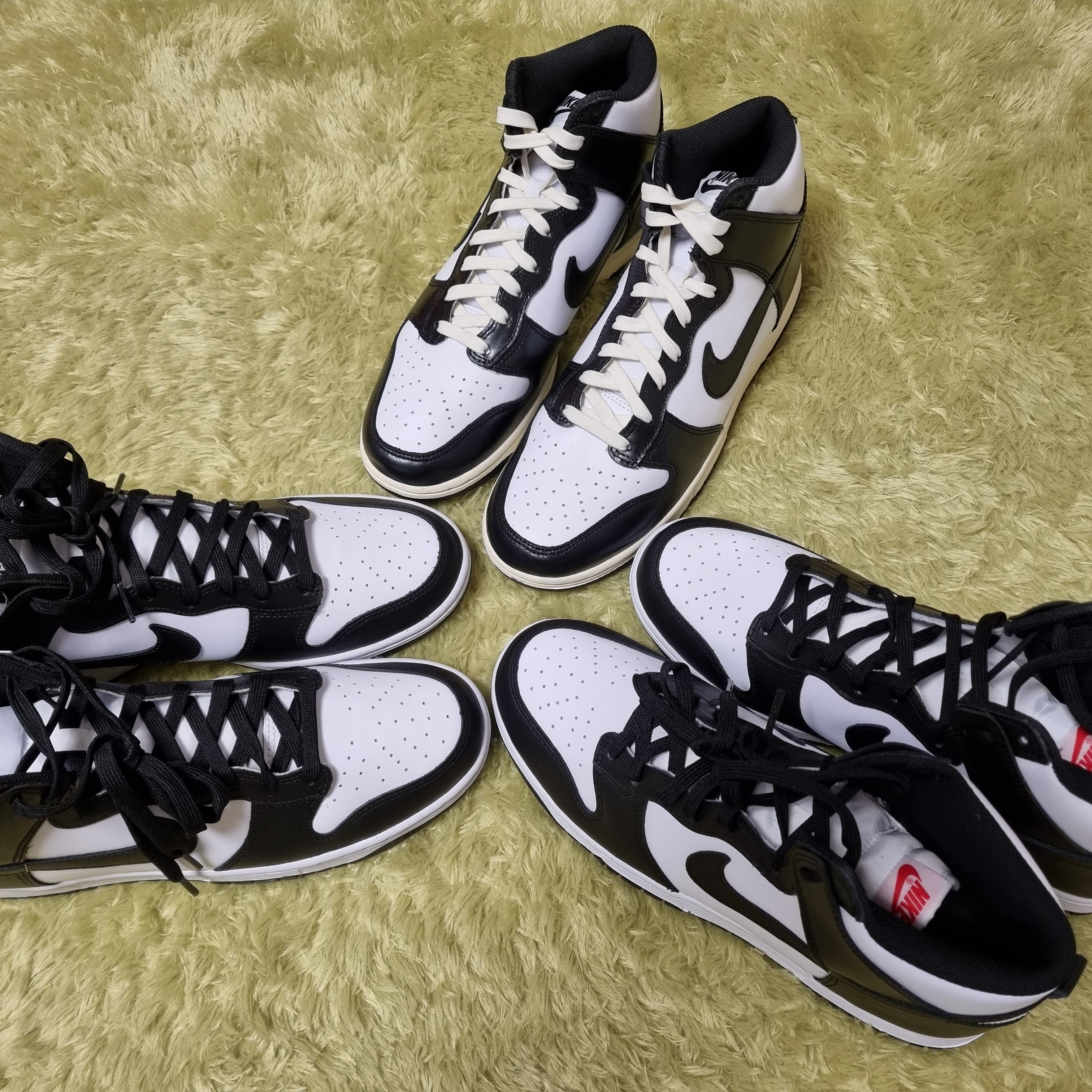 (W) Nike Dunk High Black and White, Nike Dunk High Retro Championship White 착용 스타일 - 2