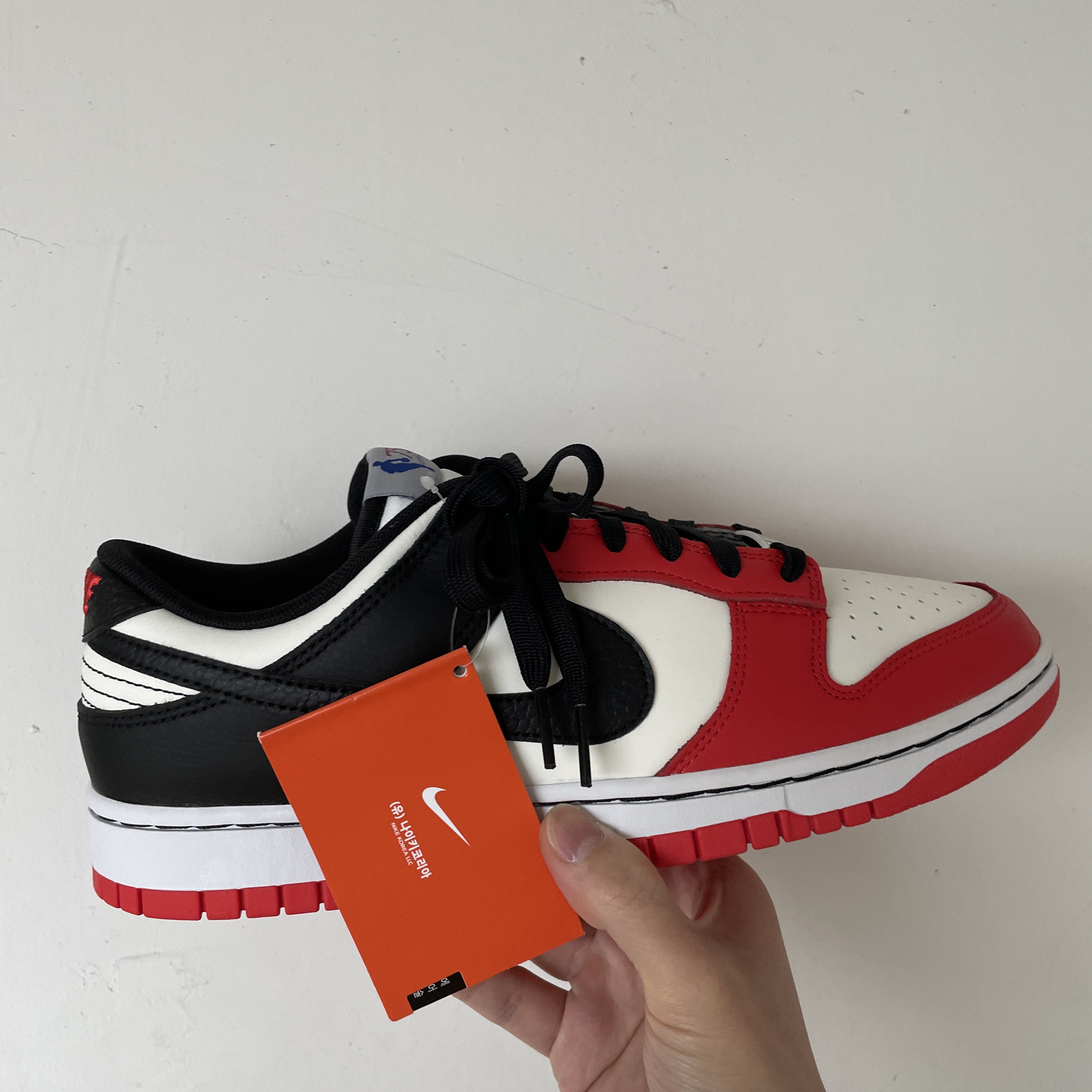 Nike x NBA Dunk Low Retro EMB Black and Chile Red 착용 스타일 - 2