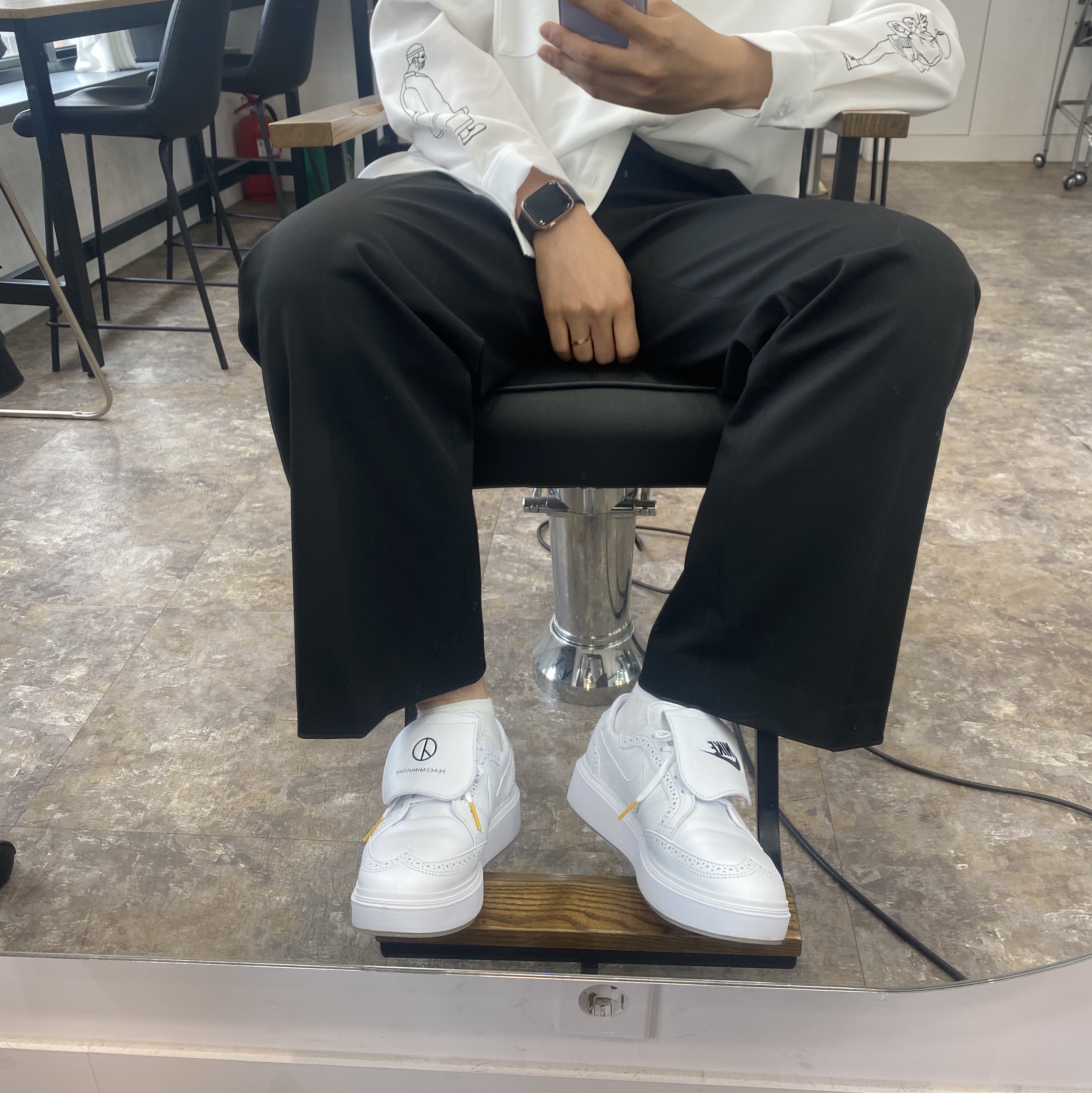 Nike x Peaceminusone Kwondo1 White 착용 스타일