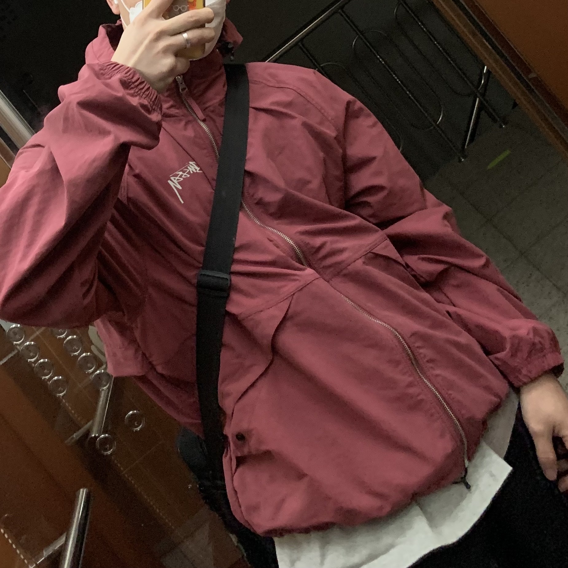 Stussy Wave Dye Beach Shell Jacket Berry, Stussy Wave Dye Beach Shell Jacket Grey 착용 스타일