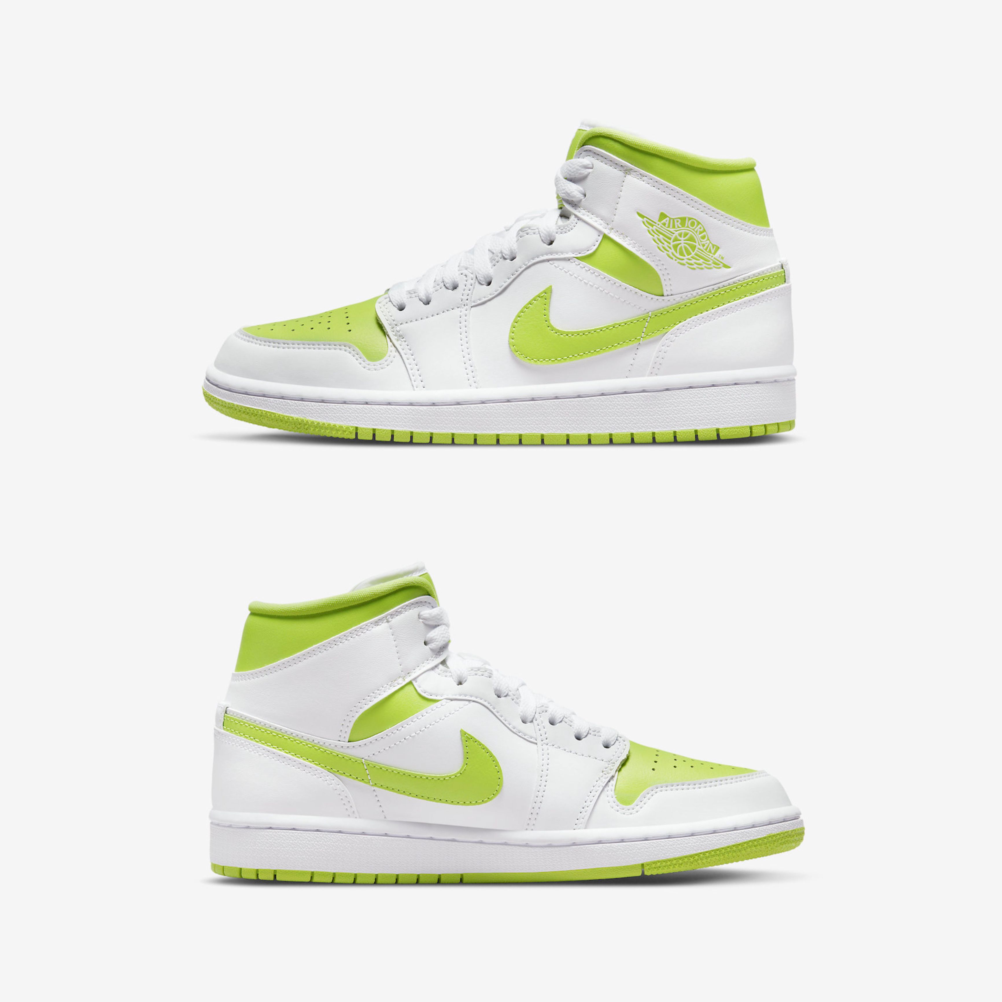 (W) Jordan 1 Mid White Atomic Green 착용 스타일 - 3