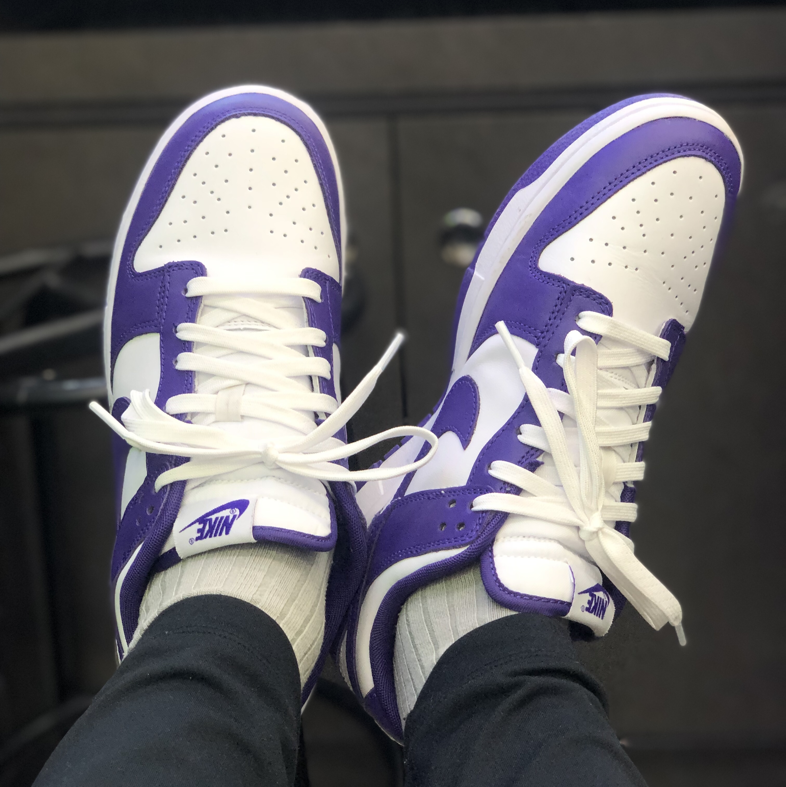 Nike Dunk Low Retro Championship Court Purple 착용 스타일