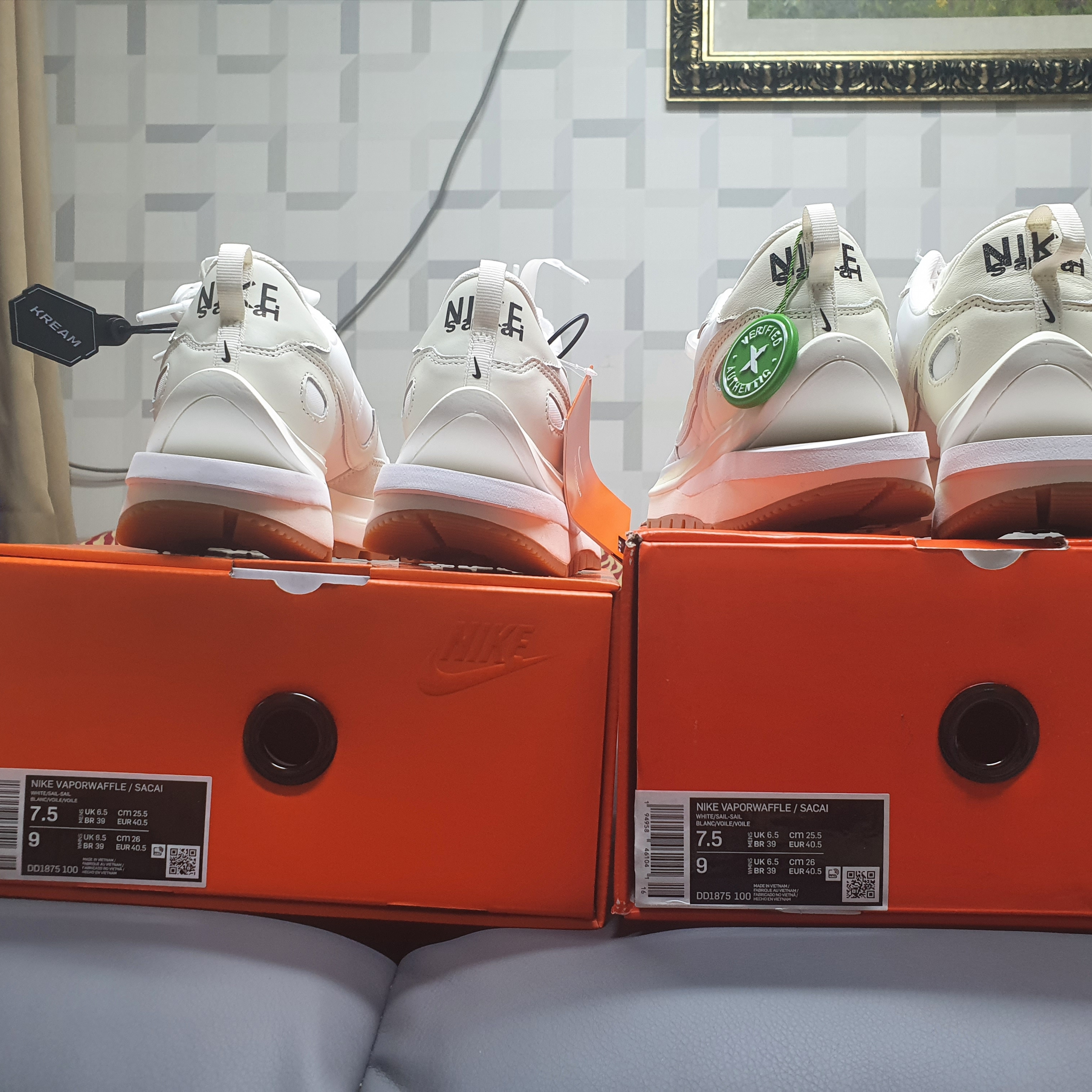 Nike x Sacai VaporWaffle White and Gum 착용 스타일 - 2