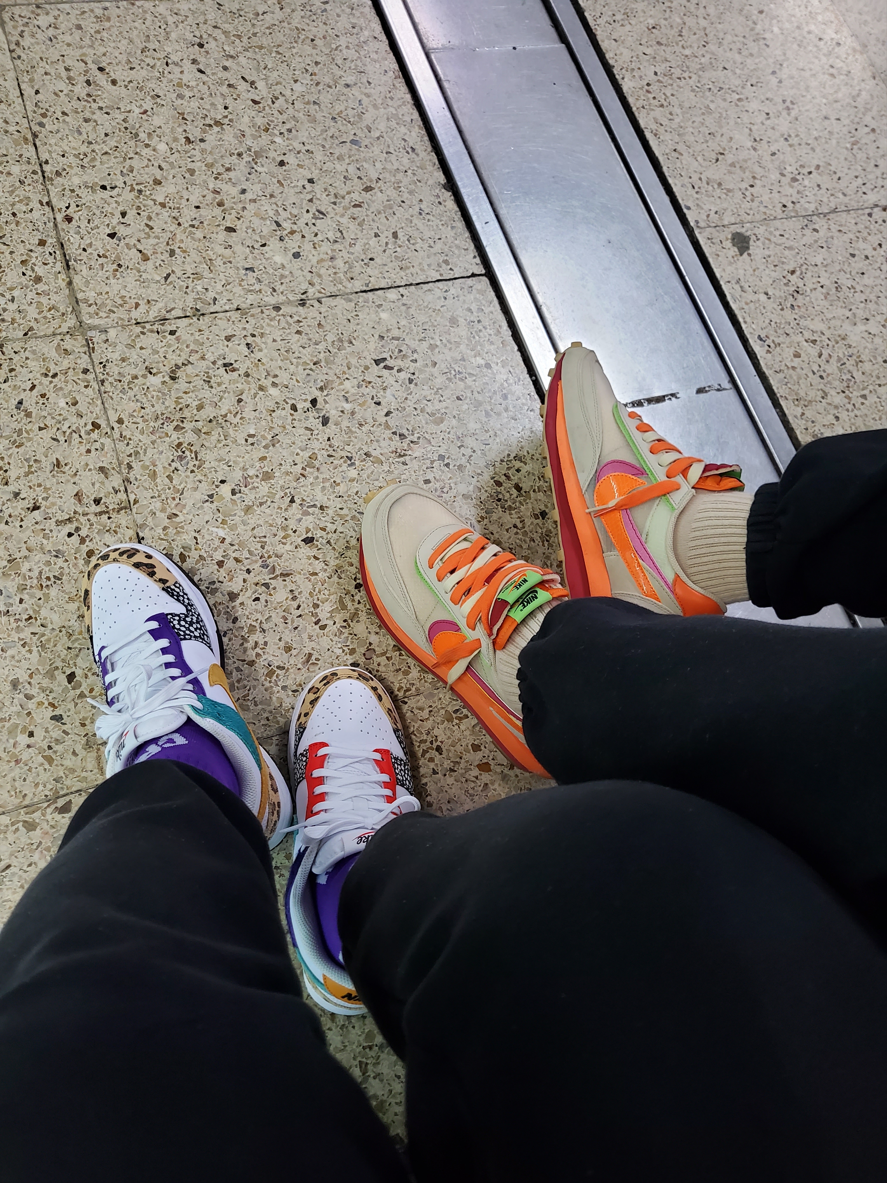 (W) Nike Dunk Low SE Patchwork, Nike x Sacai x Clot LDWaffle Orange Blaze 착용 스타일