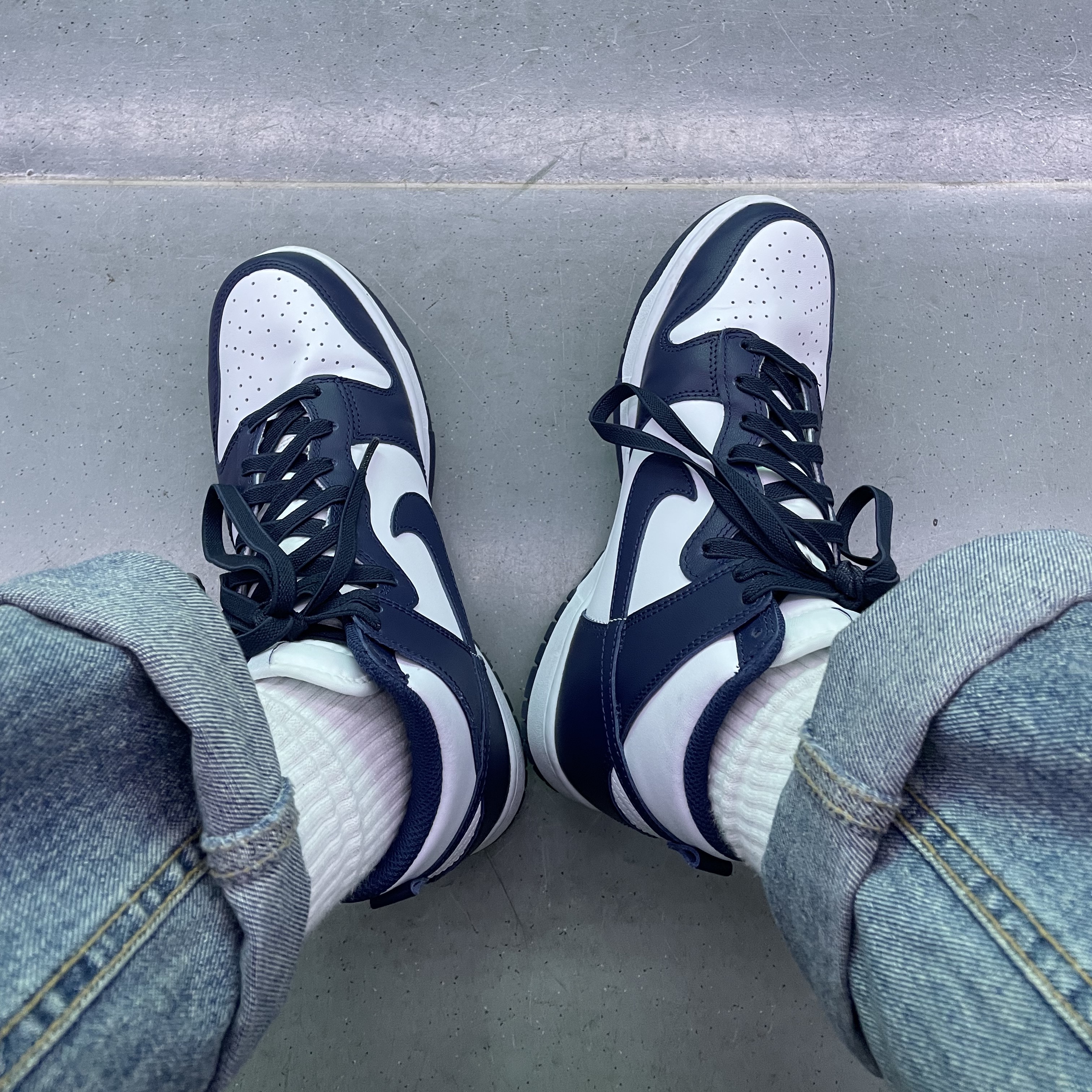 Nike Dunk High Retro Championship Navy 착용 스타일