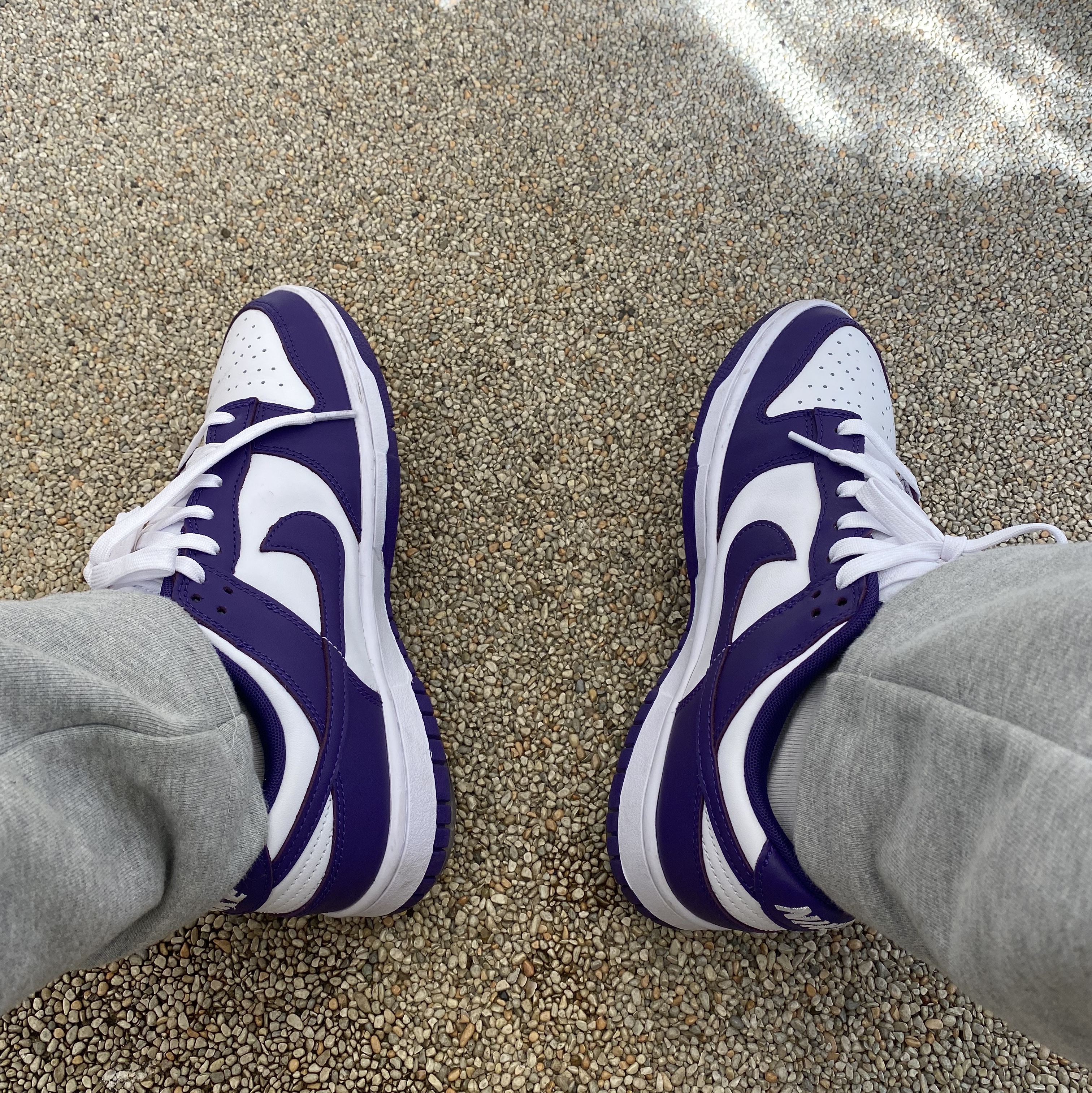 Nike Dunk Low Retro Championship Court Purple 착용 스타일