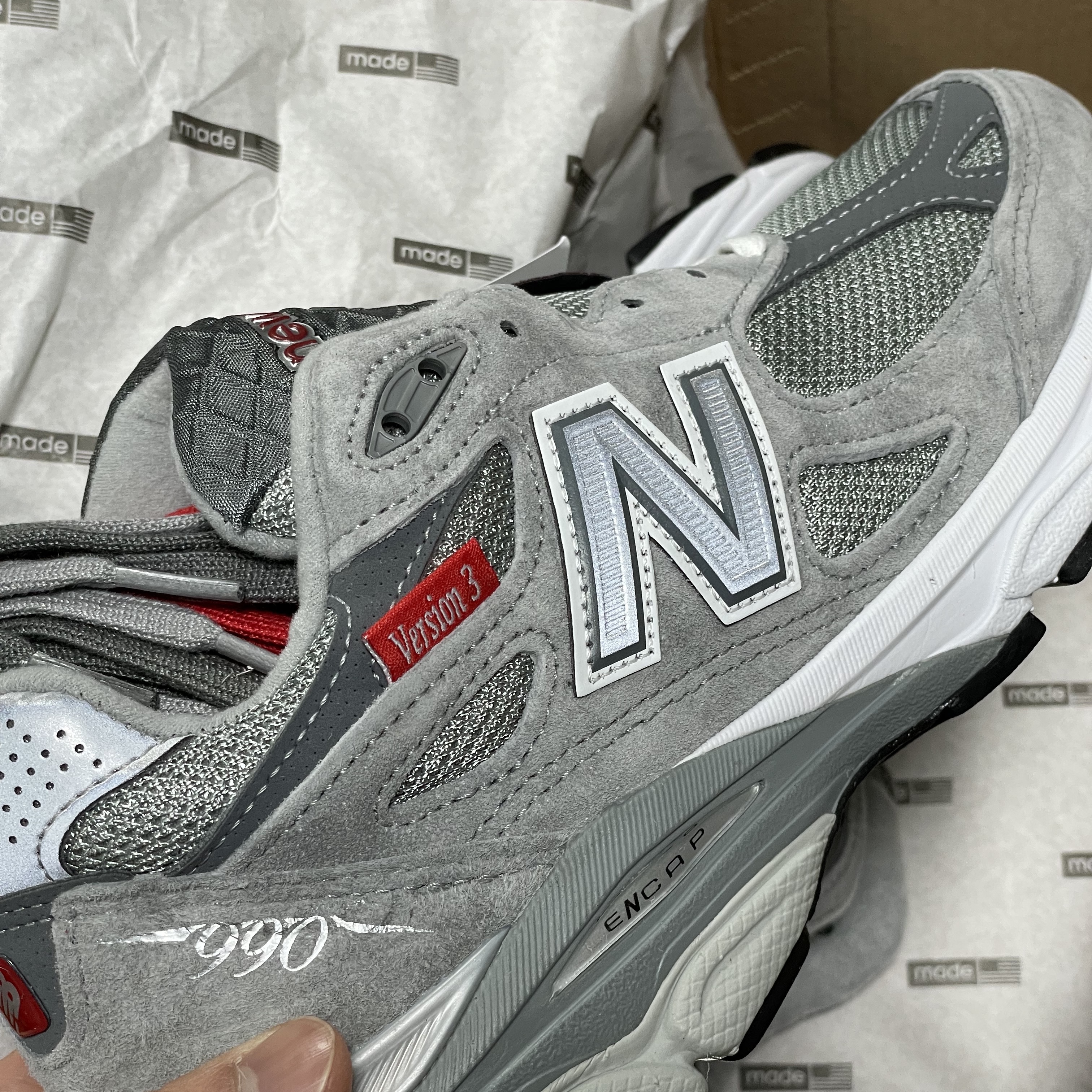 New Balance 990vs3 Made in USA Grey - D Standard 착용 스타일 - 3