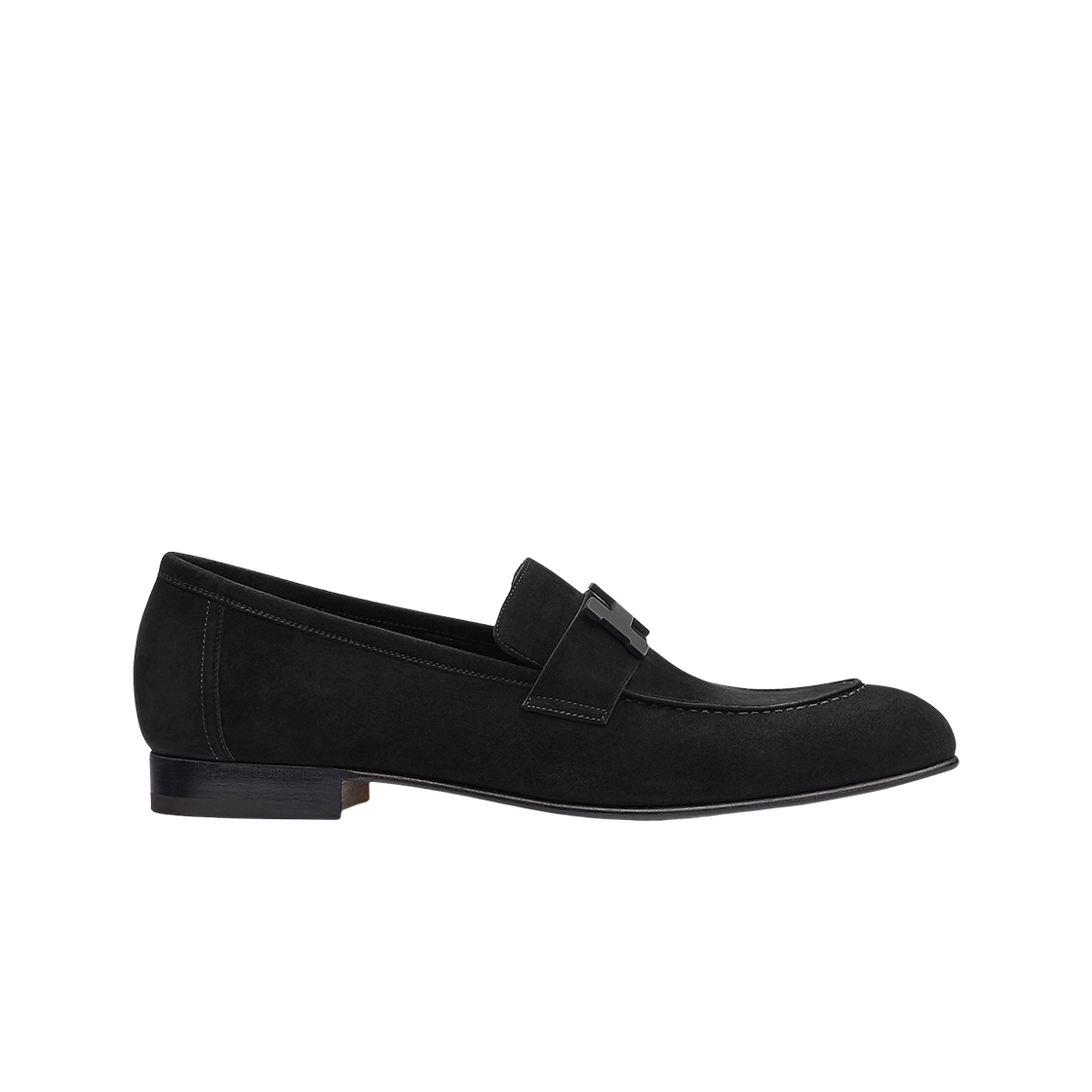 Hermes Paris Loafers Suede Goatskin & Black Metal Noir 상세 이미지 1