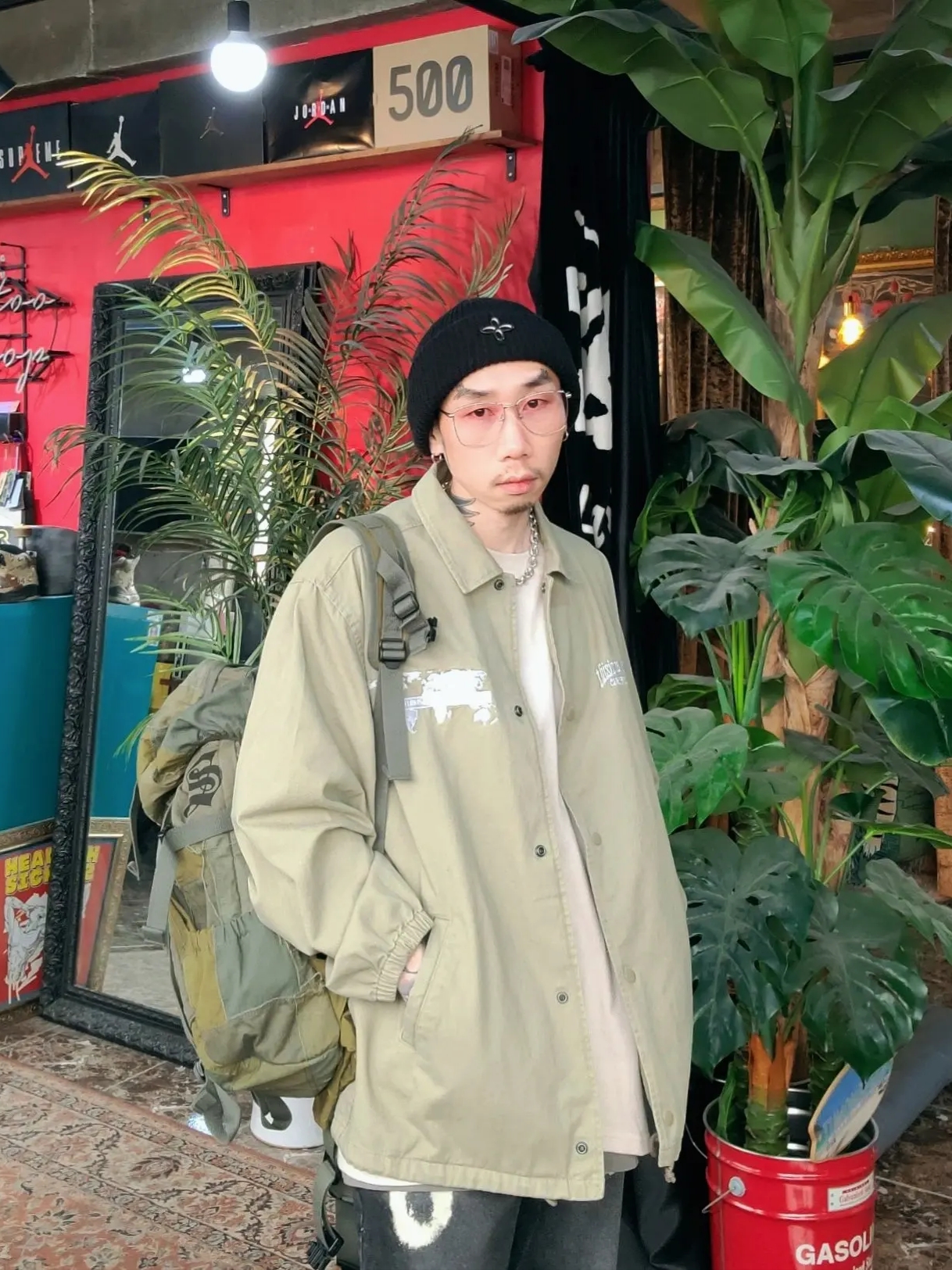 Supreme x Comme des Garcons Junya Watanabe Man Patchwork Backpack Olive - 21FW, Nike x Supreme Air Force 1 Low Flax 착용 스타일 - 2