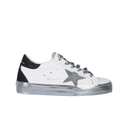 (W) Golden Goose Hi Star White Grey Black Heel Tab Sneakers
