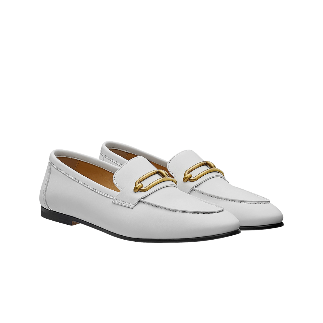(W) 에르메스 콜레트 로퍼 카프스킨 & 앤티크 골드 하드웨어 블랑((W) Hermes Colette Loafers Calfskin & Antique Gold Blanc) - 2