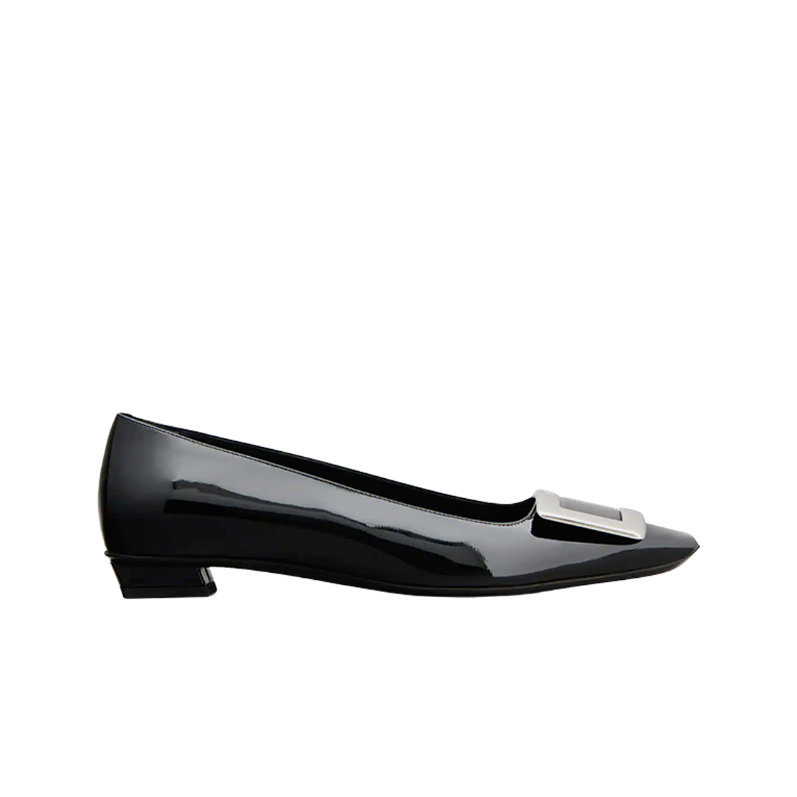 (W) 로저 비비에 벨 비비에 메탈 버클 발레리나 페이턴트 레더 블랙((W) Roger Vivier Belle Vivier Metal Buckle Ballerinas Patent Leather Black) - 1