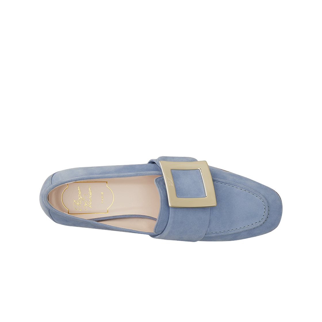 (W) 로저 비비에 소프트 메탈 버클 로퍼 스웨이드 라이트 블루((W) Roger Vivier Soft Metal Buckle Loafers Suede Light Blue) - 2