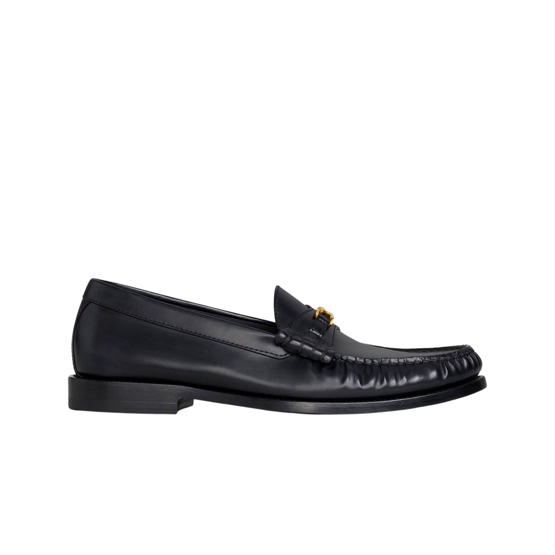 335813001C-38NO (W) Celine Luco Triomphe Loafers in Polished Calfskin Black