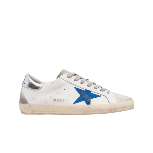 Golden Goose Superstar White Electric Blue Silver Tab Sneakers