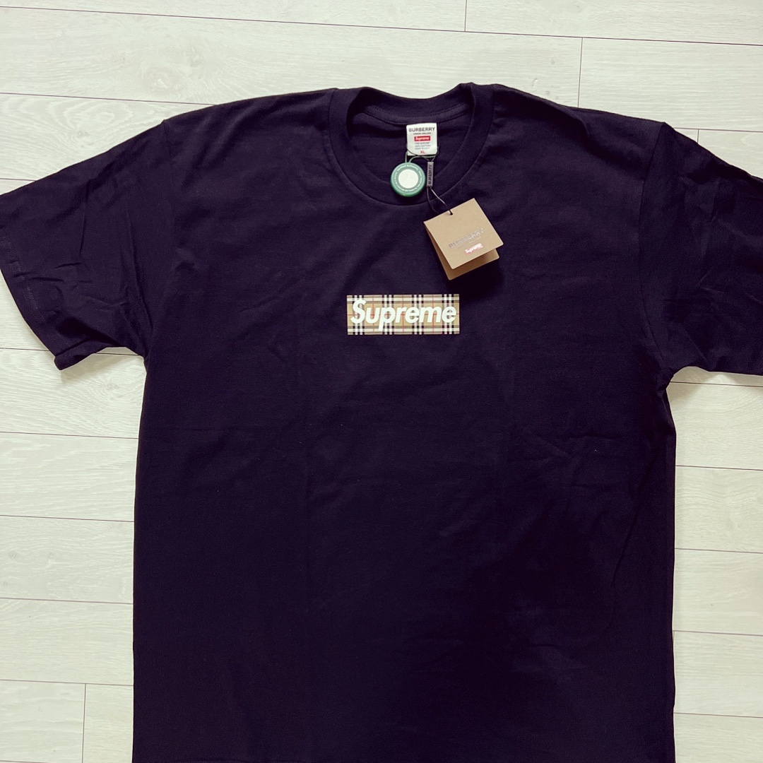 Supreme x Burberry Box Logo T-Shirt Black - 22SS 착용 스타일