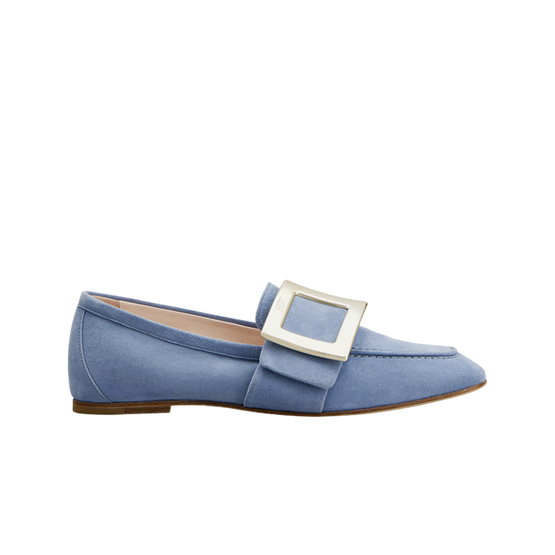 (W) 로저 비비에 소프트 메탈 버클 로퍼 스웨이드 라이트 블루((W) Roger Vivier Soft Metal Buckle Loafers Suede Light Blue) - 1