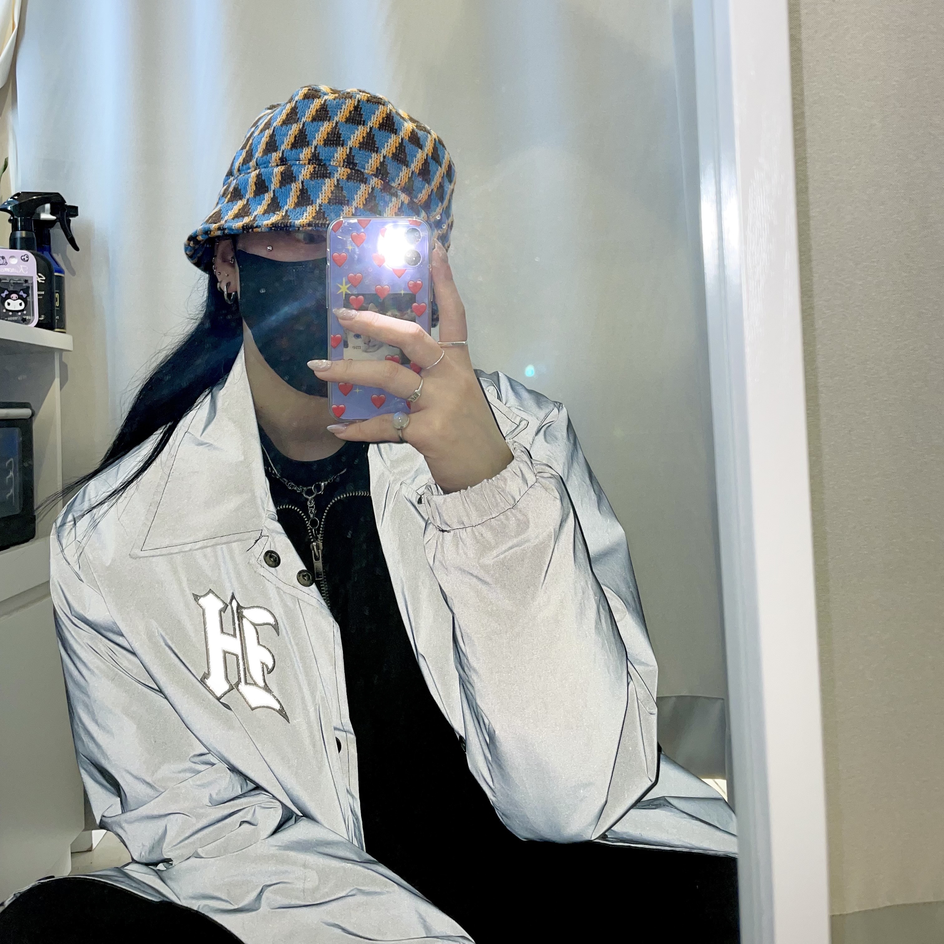 Darkr8m Studio x Hardhitters Reflective Coach Jacket Black 착용 스타일 - 1