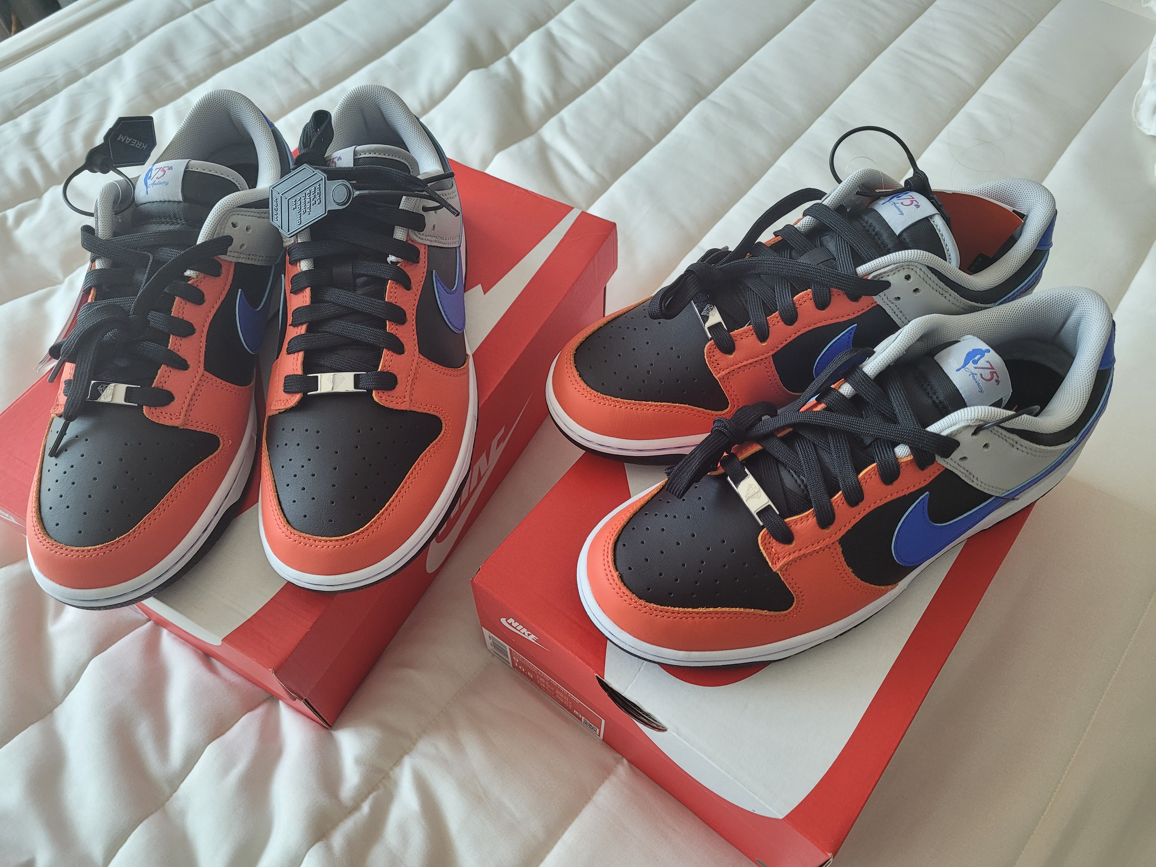 Nike x NBA Dunk Low Retro EMB Racer Blue and Orange 착용 스타일