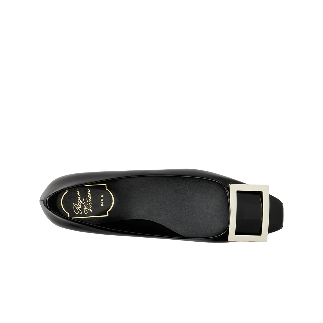 (W) 로저 비비에 트럼펫 메탈 버클 발레리나 플랫 페이턴트 레더 블랙((W) Roger Vivier Trompette Metal Buckle Ballerinas Patent Leather Black) - 2