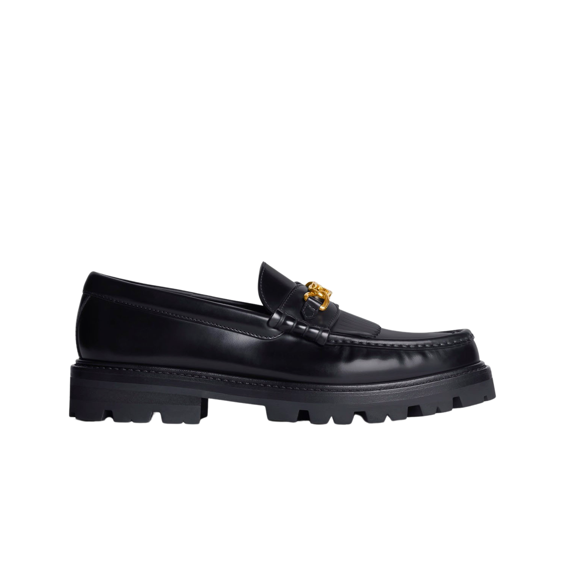 (W) 셀린느 폴리쉬드 불 트리옹프 체인 마가렛 로퍼 블랙((W) Celine Margaret Loafers With Triomphe Chain In Polished Bull Black)