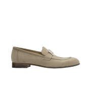 Hermes Paris Loafers Suede Goatskin & Palladium Beige Sable