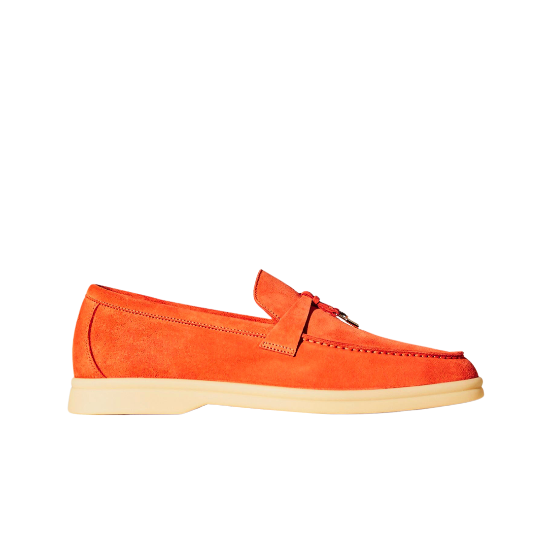 (W) 로로 피아나 썸머 참 워크 스웨이드 카프스킨 레드 피쉬