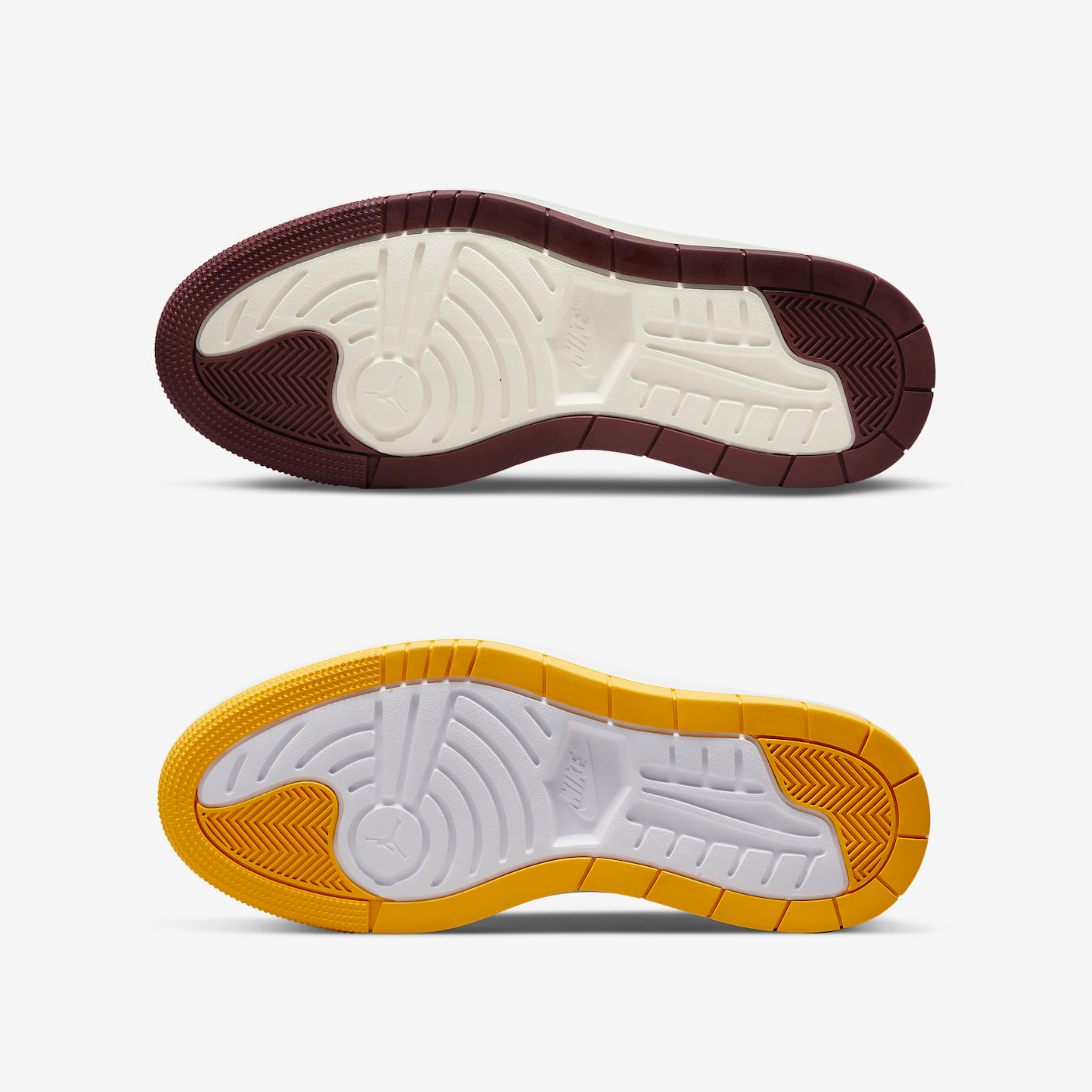 (W) Jordan 1 Elevate Low Dark Beetroot, (W) Jordan 1 Elevate Low Cement Grey Varsity Maize 착용 스타일 - 5