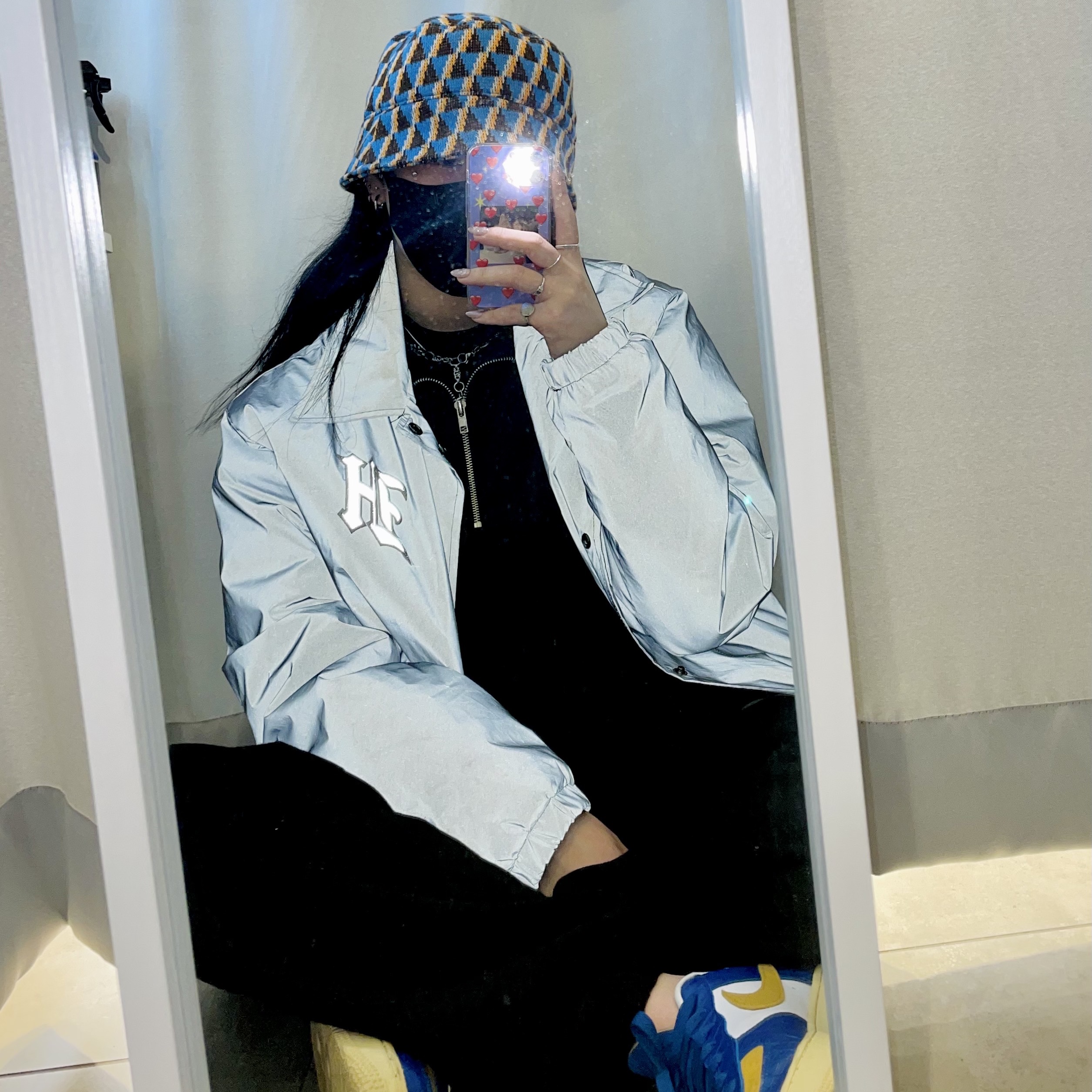 Darkr8m Studio x Hardhitters Reflective Coach Jacket Black 착용 스타일 - 2