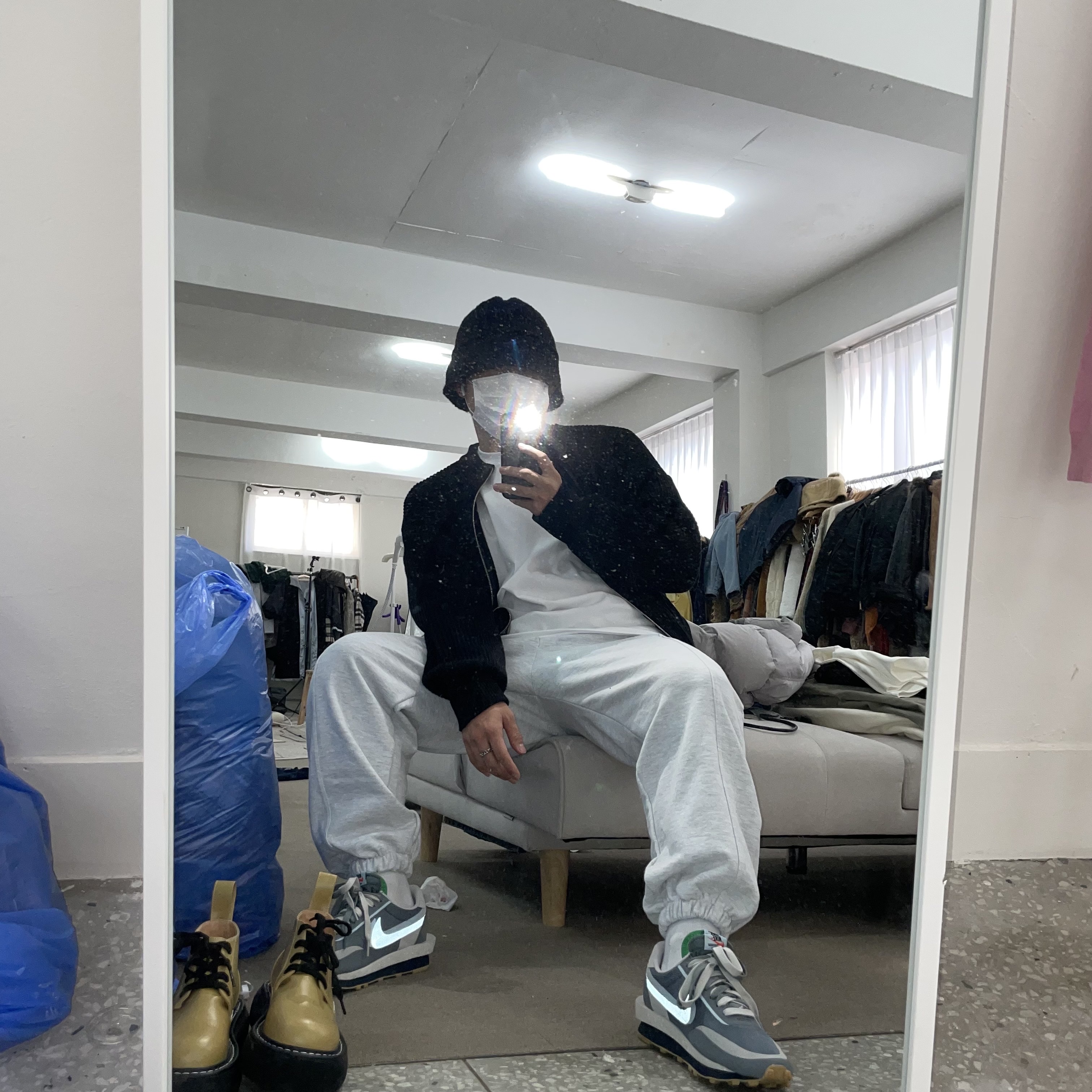 Nike x Sacai x Clot LDWaffle Cool Grey 착용 스타일 - 1