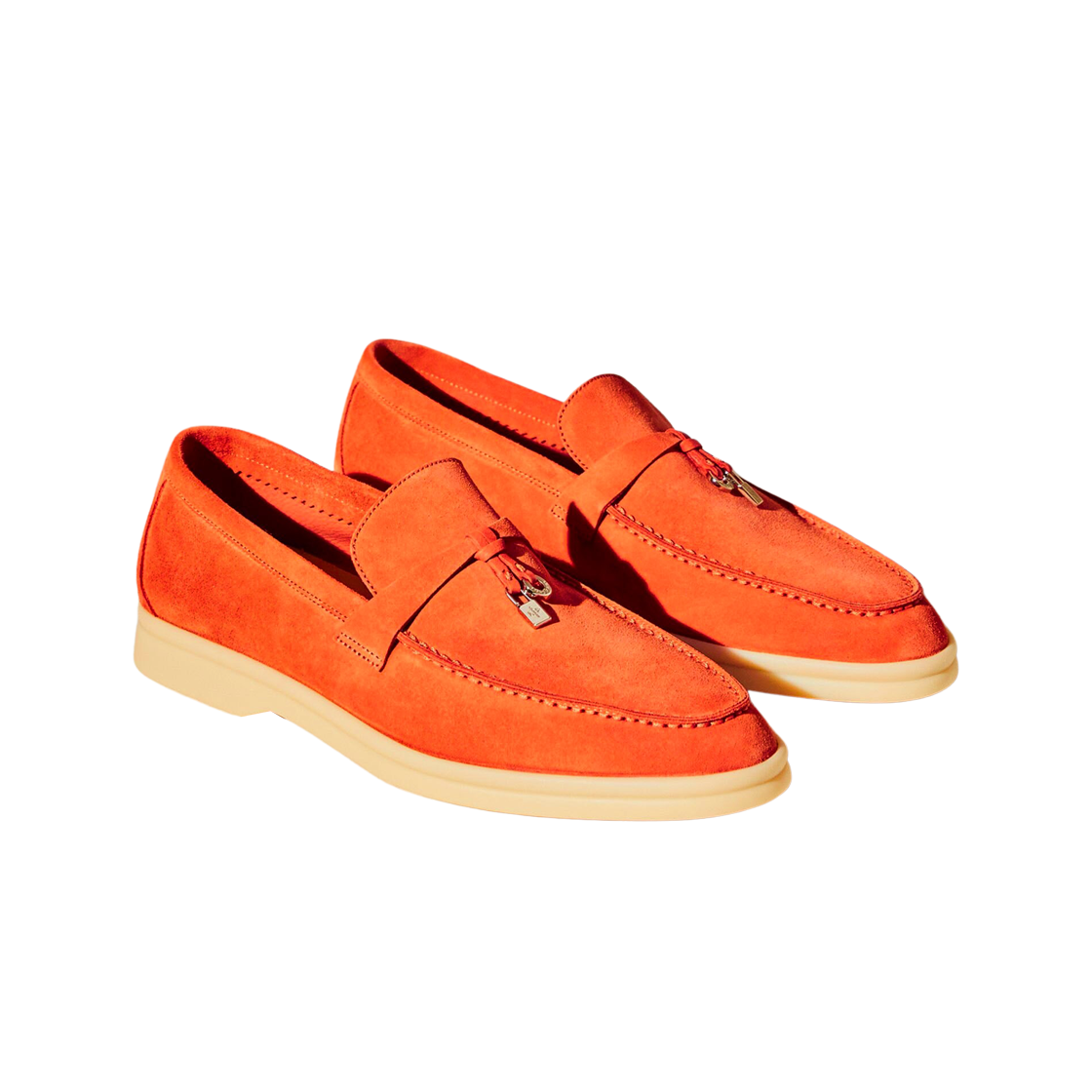 (W) Loro Piana Summer Charms Walk Suede Calfskin Red Fish 상세 이미지 2