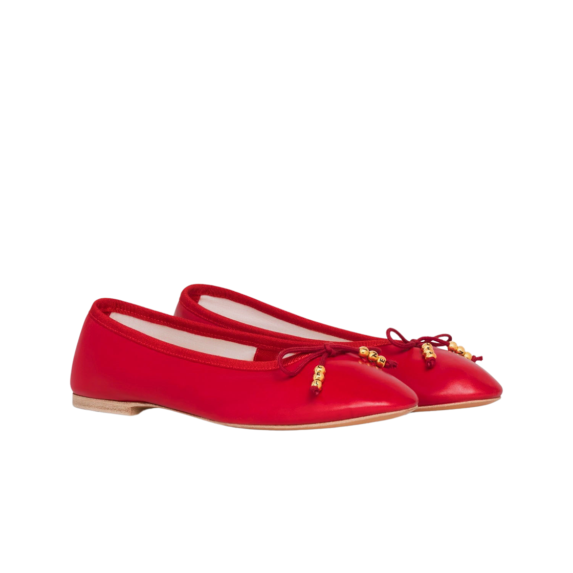 (W) 셀린느 램스킨 레 발레리네 셀린느 펄 발레리나 레드((W) Celine Les Ballerines Celine Ballerina with Celine Pearls in Lambskin Red) - 2