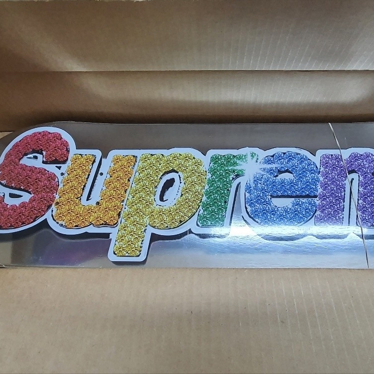 Supreme Bling Box Logo Skateboard Deck Platinum - 22SS 착용 스타일 - 1