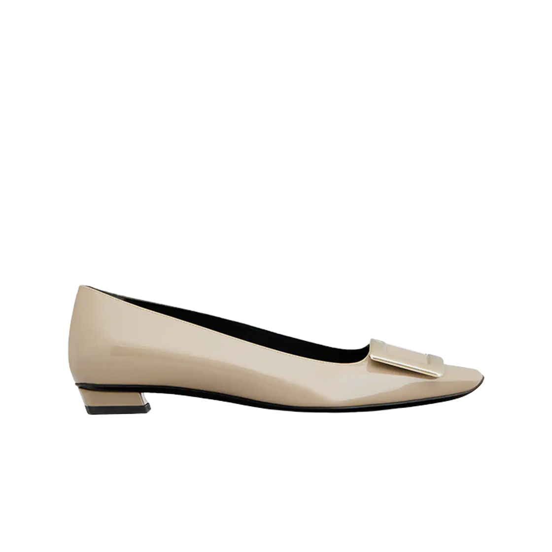 (W) 로저 비비에 벨 비비에 메탈 버클 발레리나 페이턴트 레더 베이지((W) Roger Vivier Belle Vivier Metal Buckle Ballerinas Patent Leather Beige)