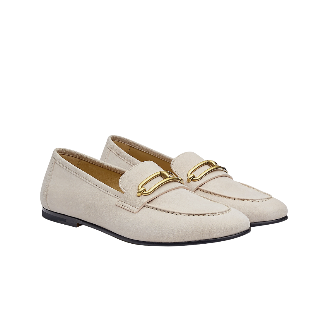 H221157Z1E (W) Hermes Colette Loafers Suede Goatskin & Antique Gold Blanc Poros - #2