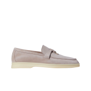 (W) Loro Piana Summer Charms Walk Suede Calfskin Pearl Powder