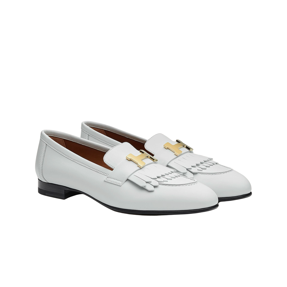 (W) 에르메스 로얄 로퍼 카프스킨 & 페르마브라스 하드웨어 블랑((W) Hermes Royal Loafers Calfskin & Permabrass Blanc) - 2