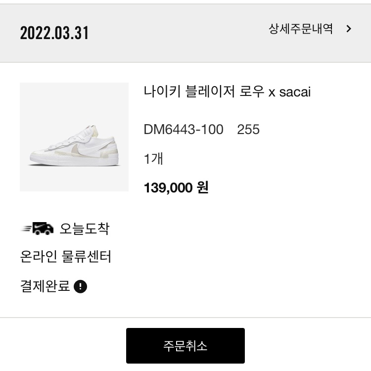 Nike x Sacai Blazer Low White Patent Leather 착용 스타일