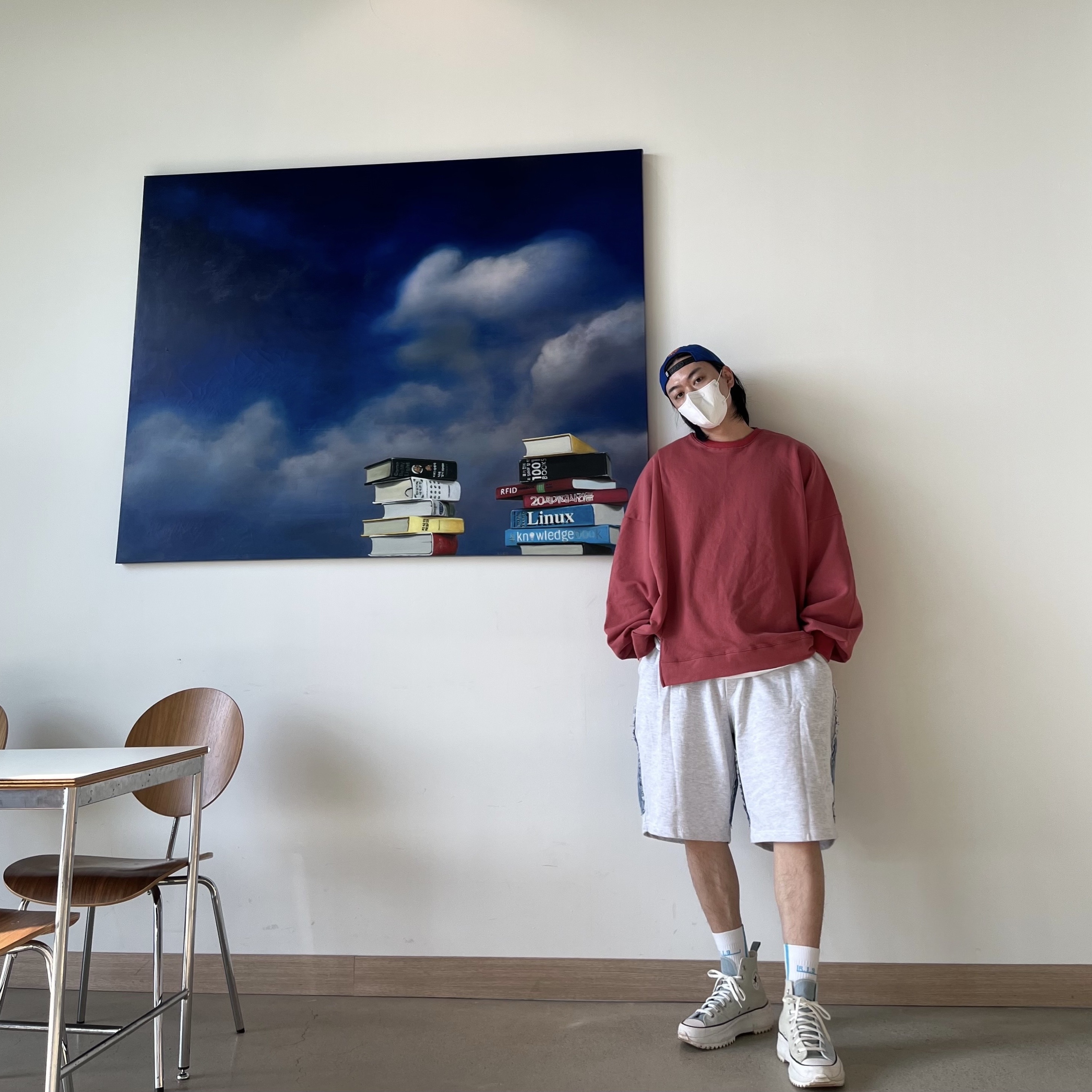 Converse Run Star Hike Hi Blue Vintage White 착용 스타일