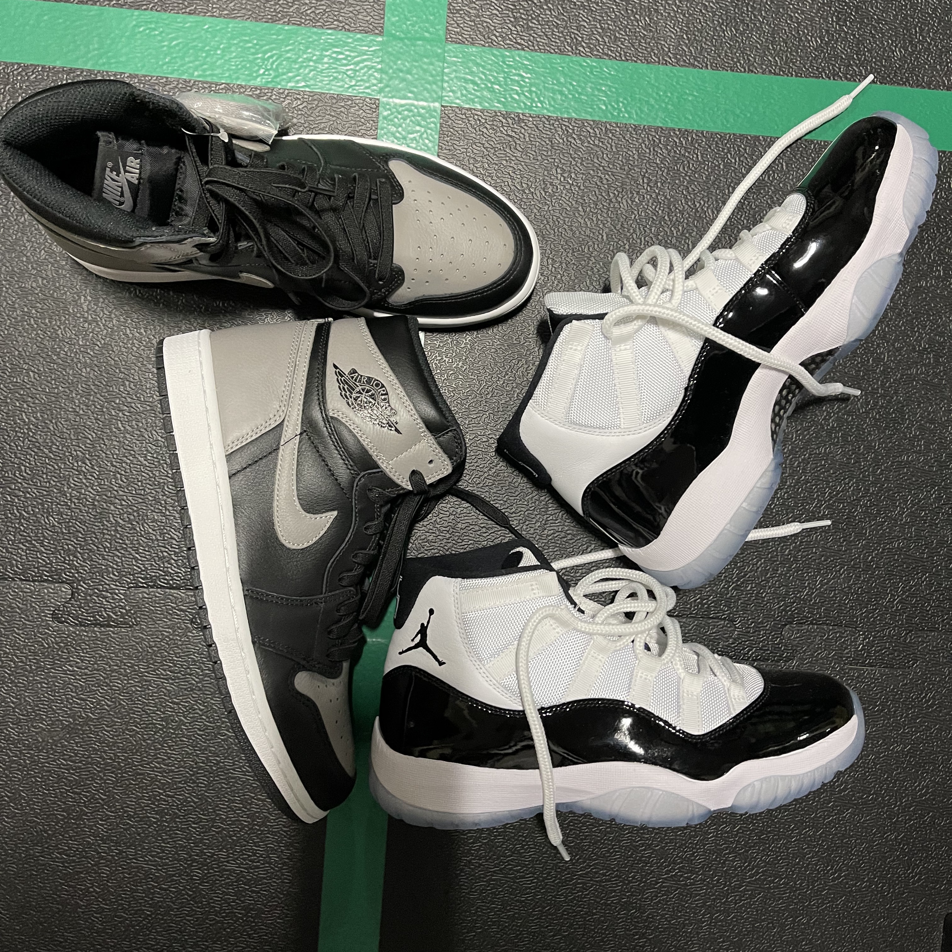 Jordan 11 Retro Concord 2018, Jordan 1 Retro High OG Shadow 2018 착용 스타일